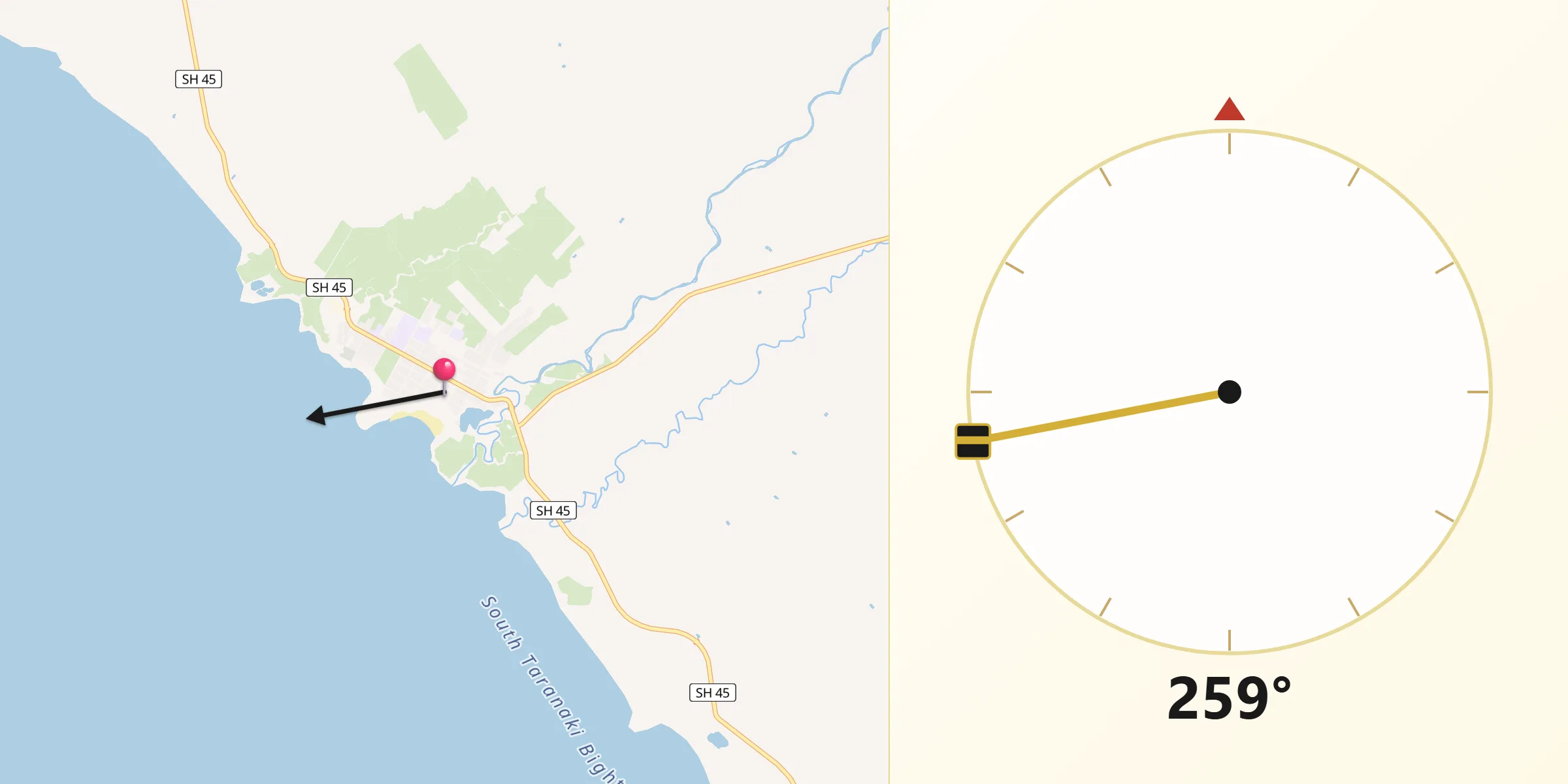 Qibla Direction from Opunake