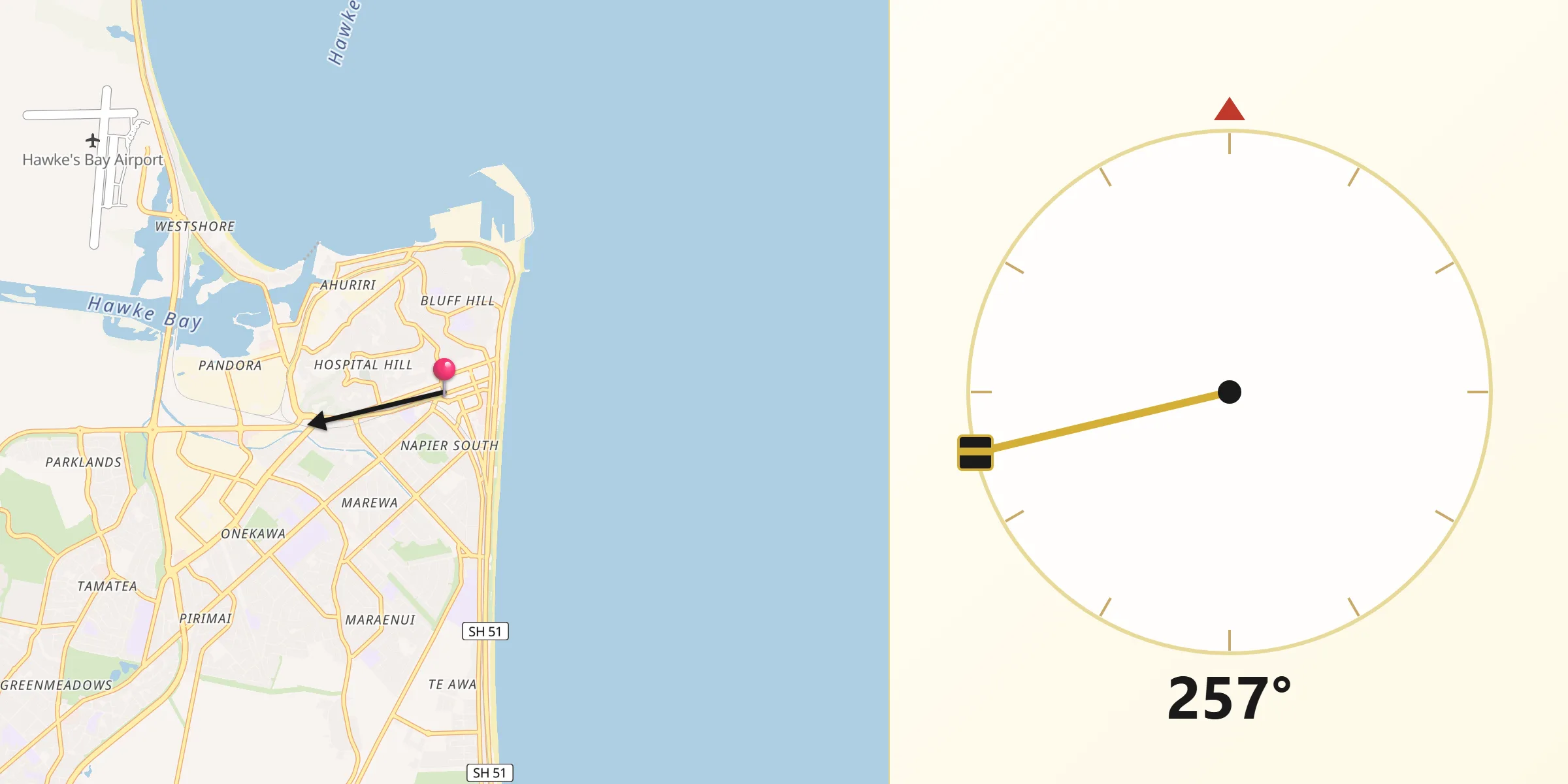 Qibla Direction from Napier City