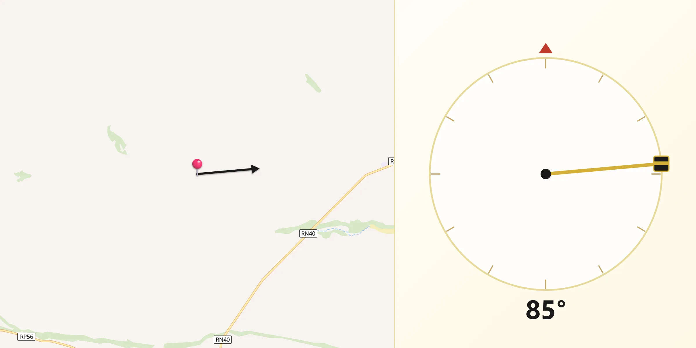 Dirección de la Qibla desde Departamento de Catán-Lil