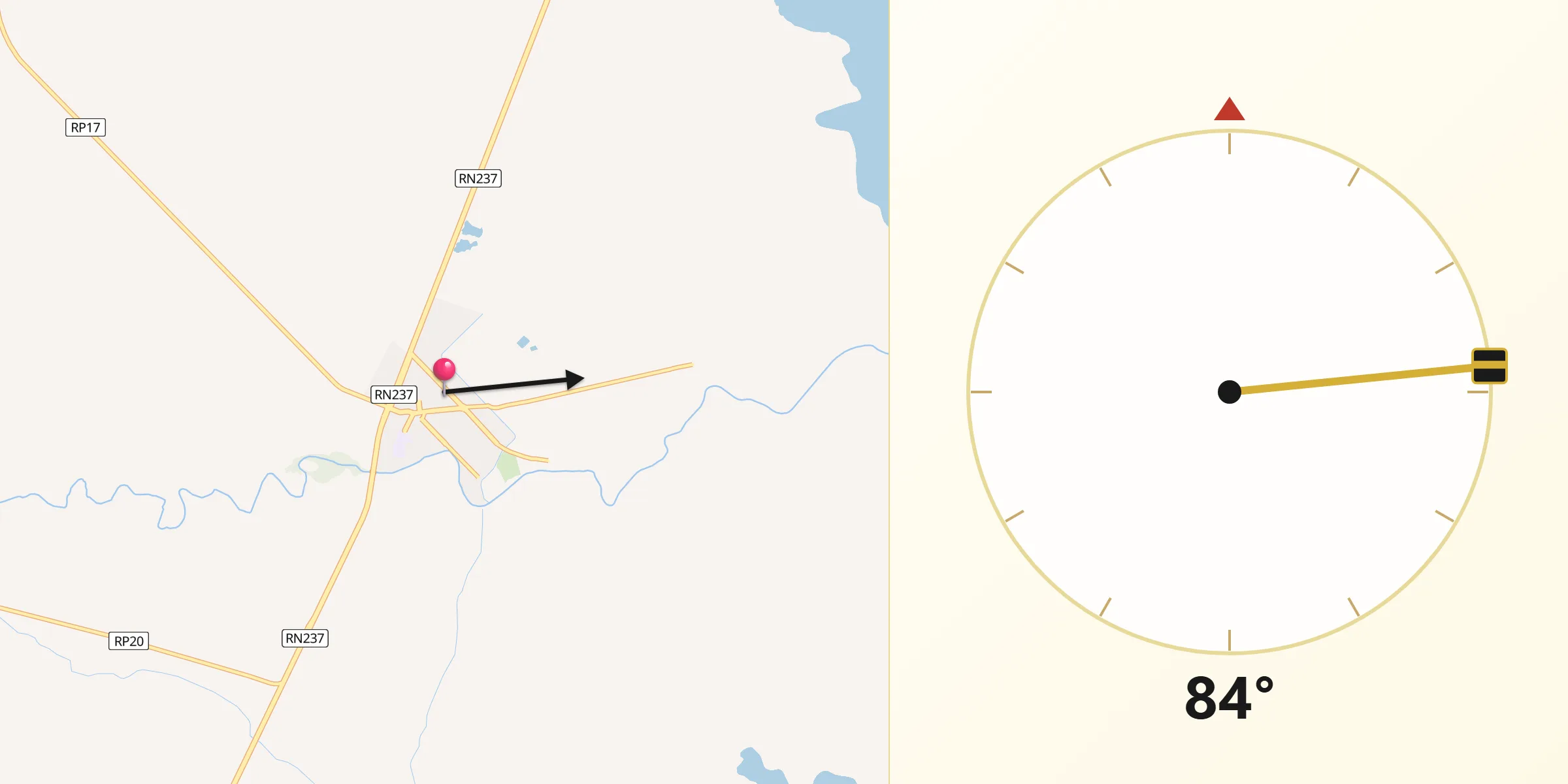 Dirección de la Qibla desde Picún Leufú
