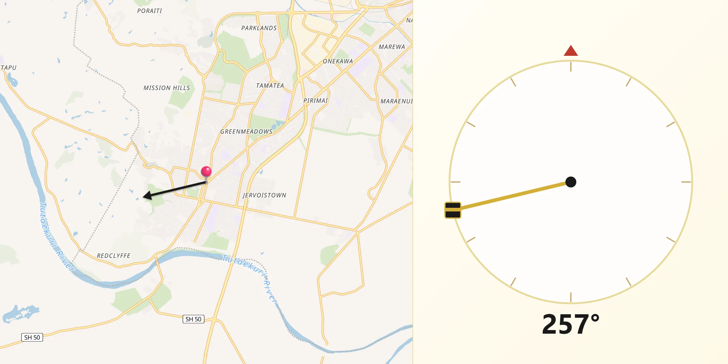 Qibla Direction from Taradale