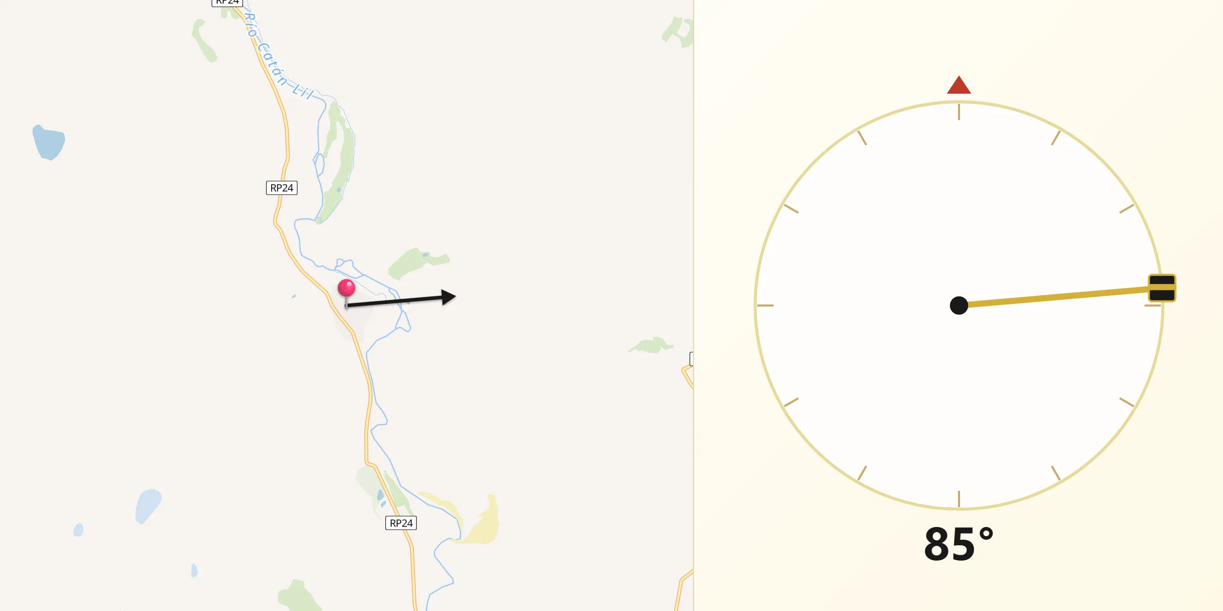 Dirección de la Qibla desde Las Coloradas