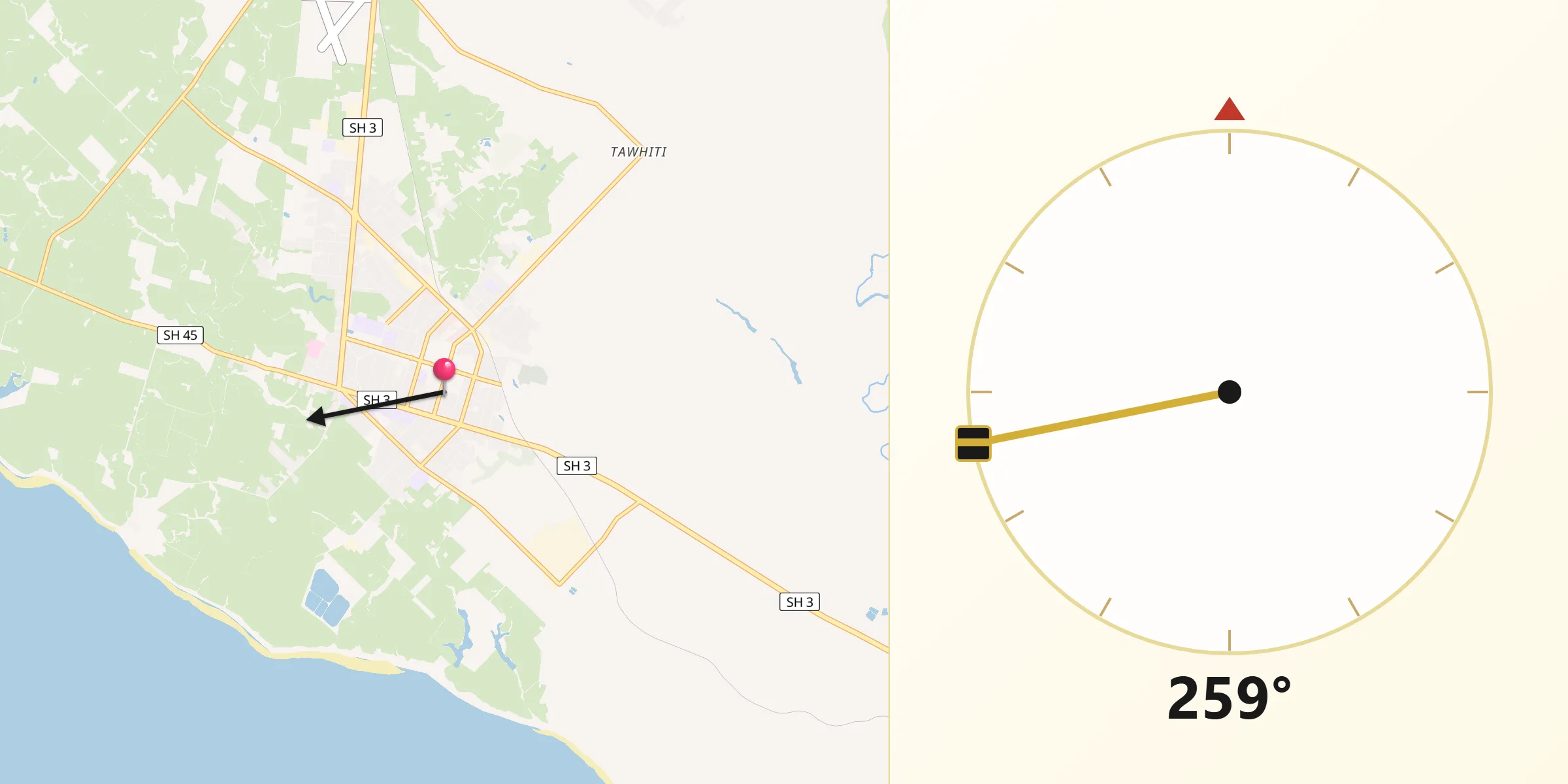 Qibla Direction from Hawera