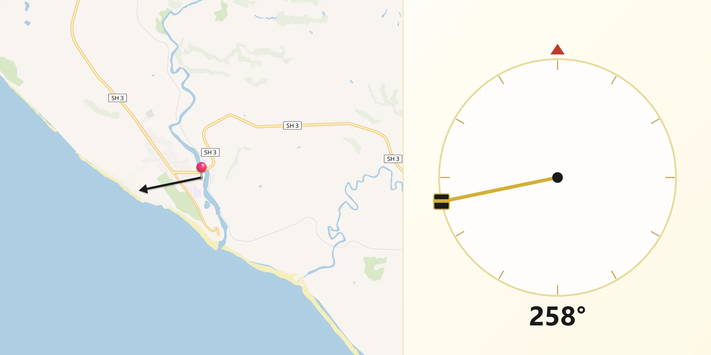 Qibla Direction from Patea