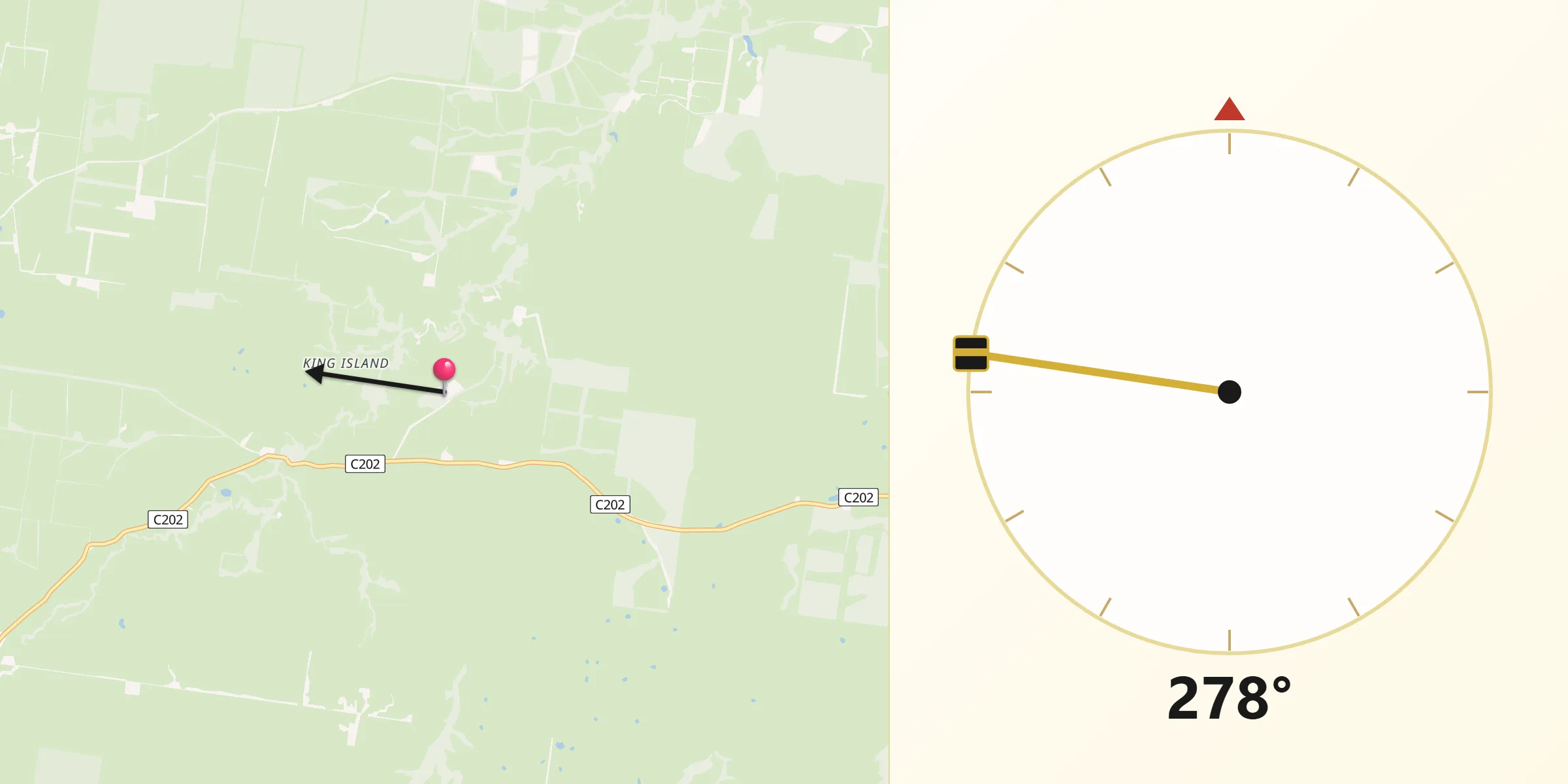 Qibla Direction from King Island