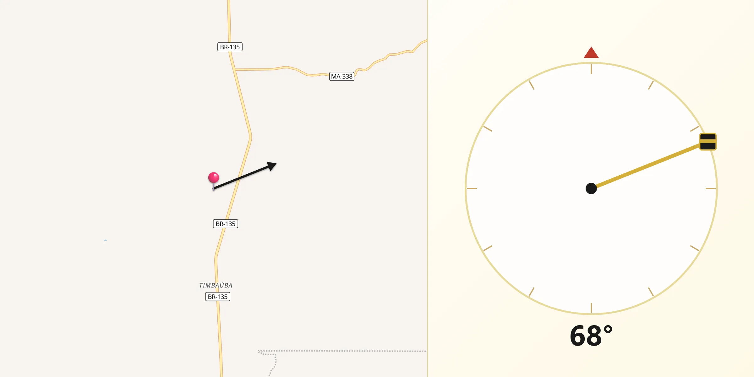 Direção da Qibla a partir de São Mateus do Maranhão