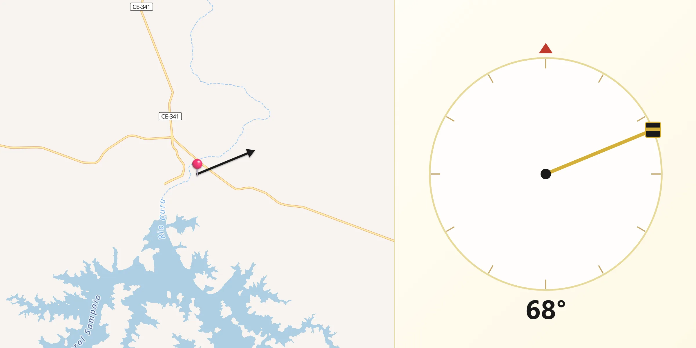 Direção da Qibla a partir de General Sampaio