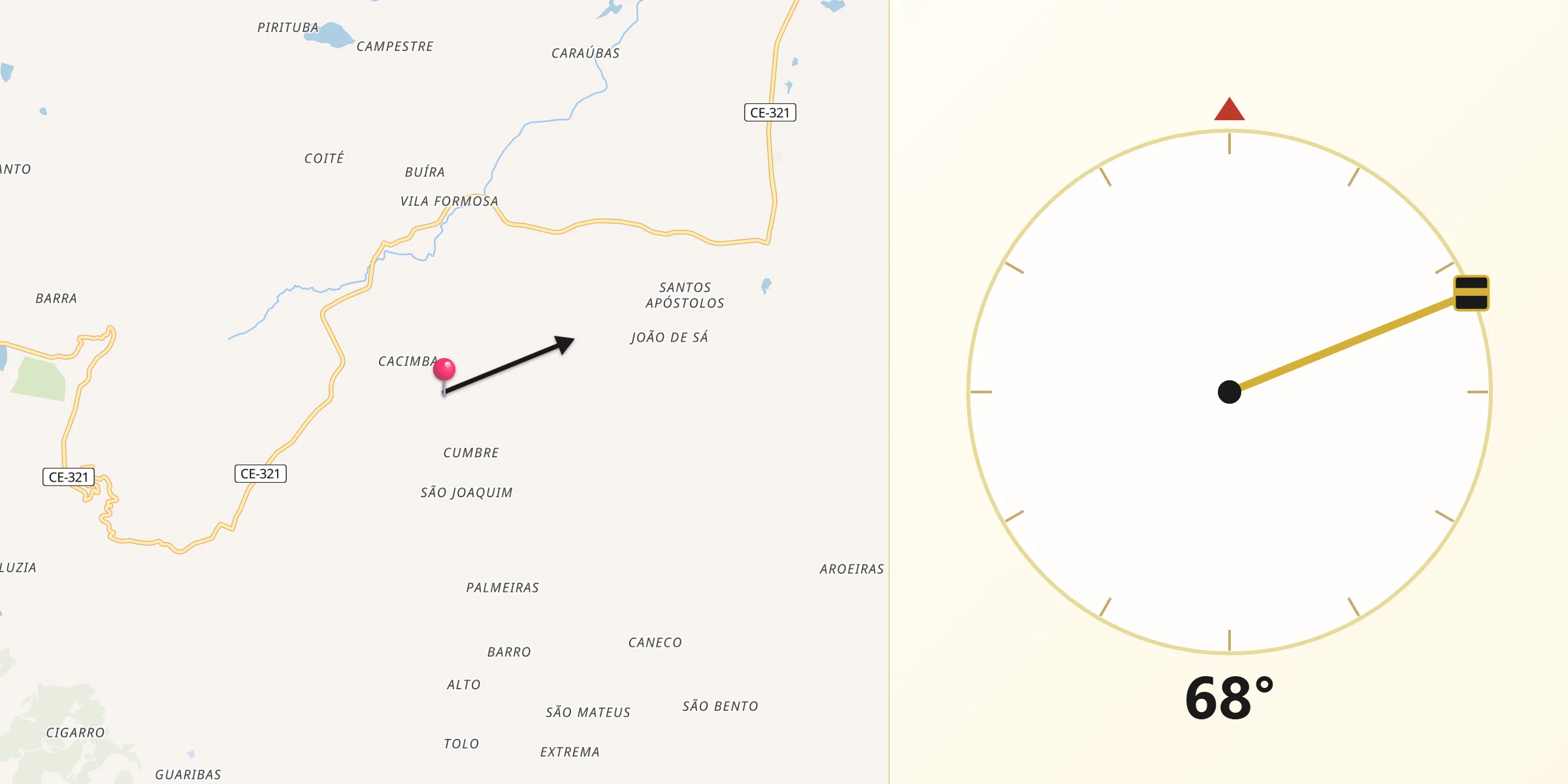 Direção da Qibla a partir de Graça