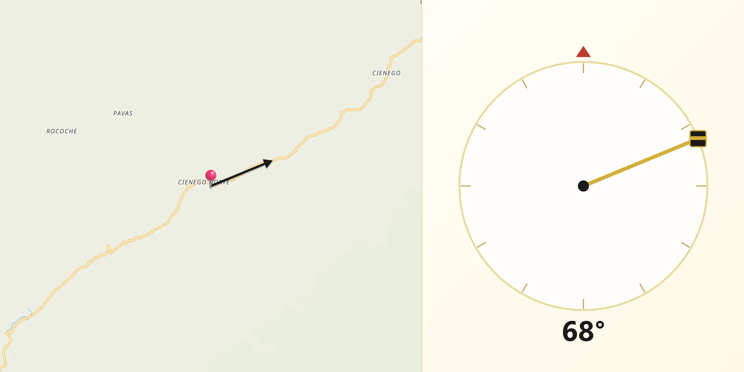 Dirección de la Qibla desde Papayal