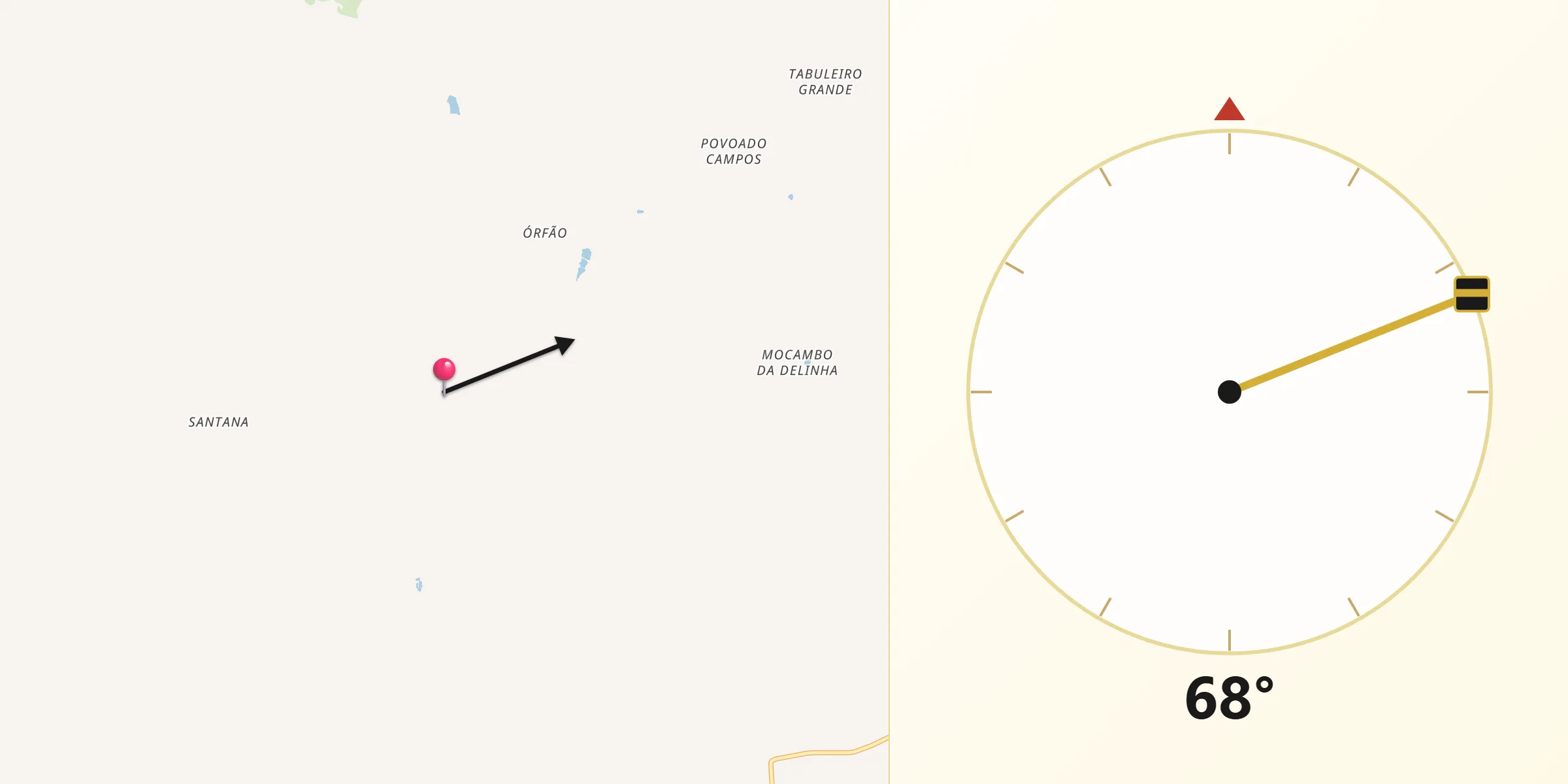 Direção da Qibla a partir de Duque Bacelar