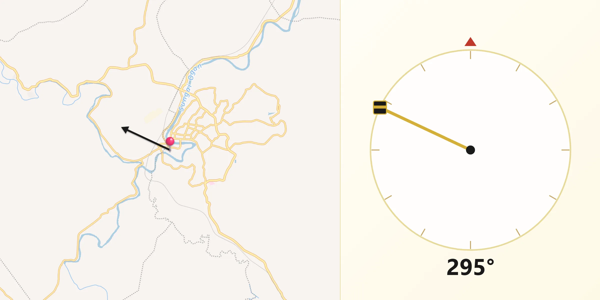 Direction vers la Qibla depuis Baturaja