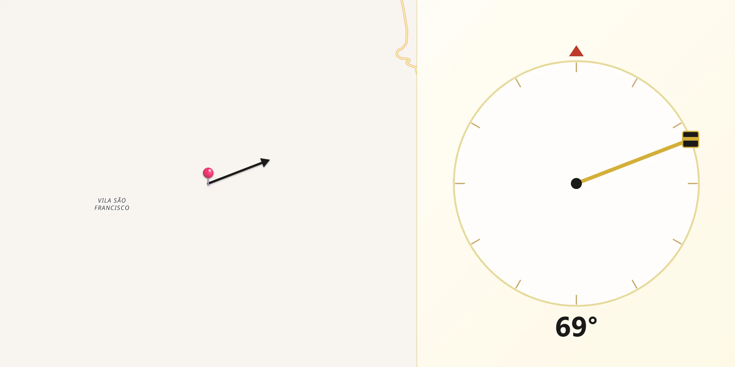 Direção da Qibla a partir de Rurópolis