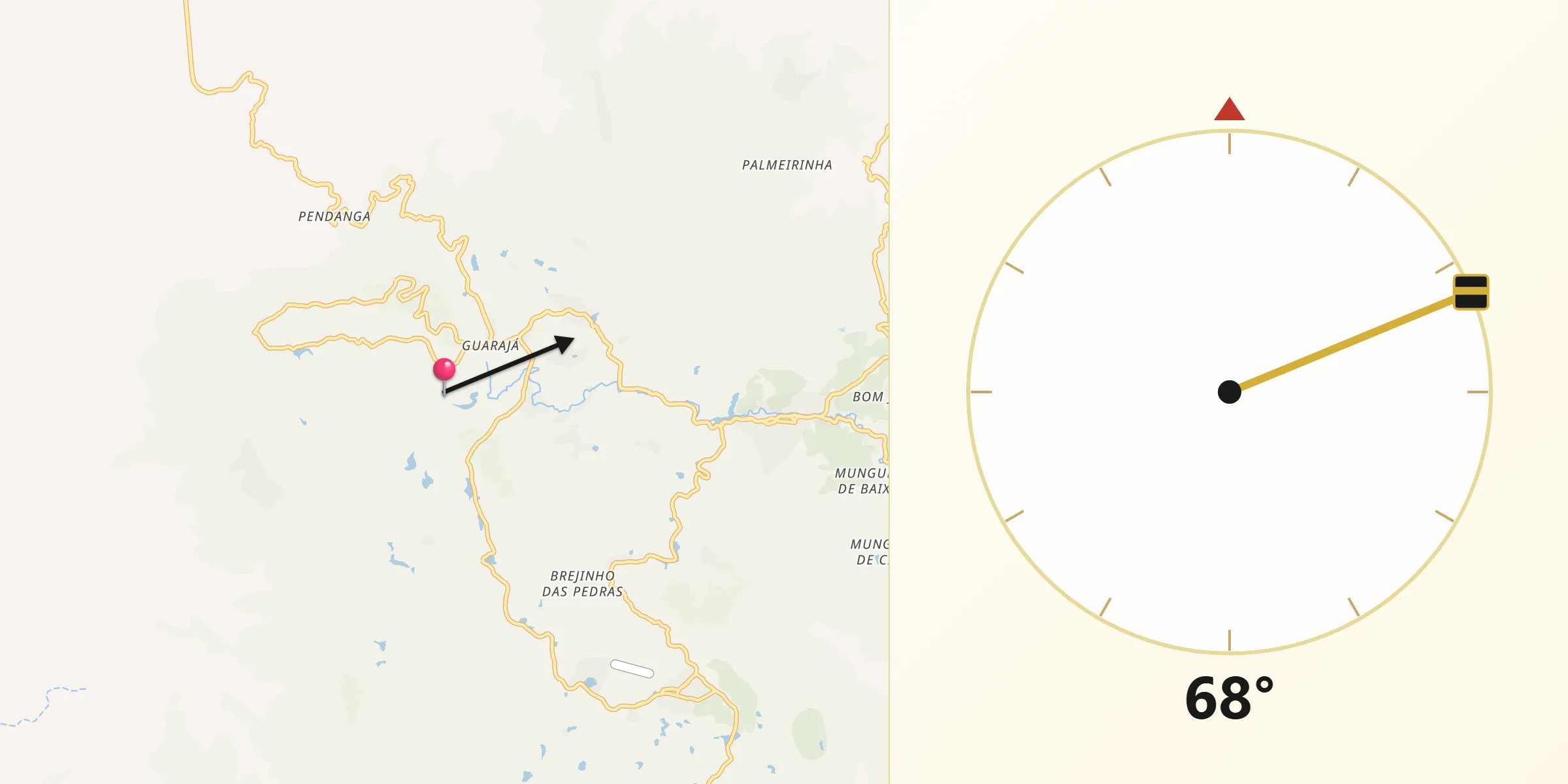 Direção da Qibla a partir de Guaramiranga