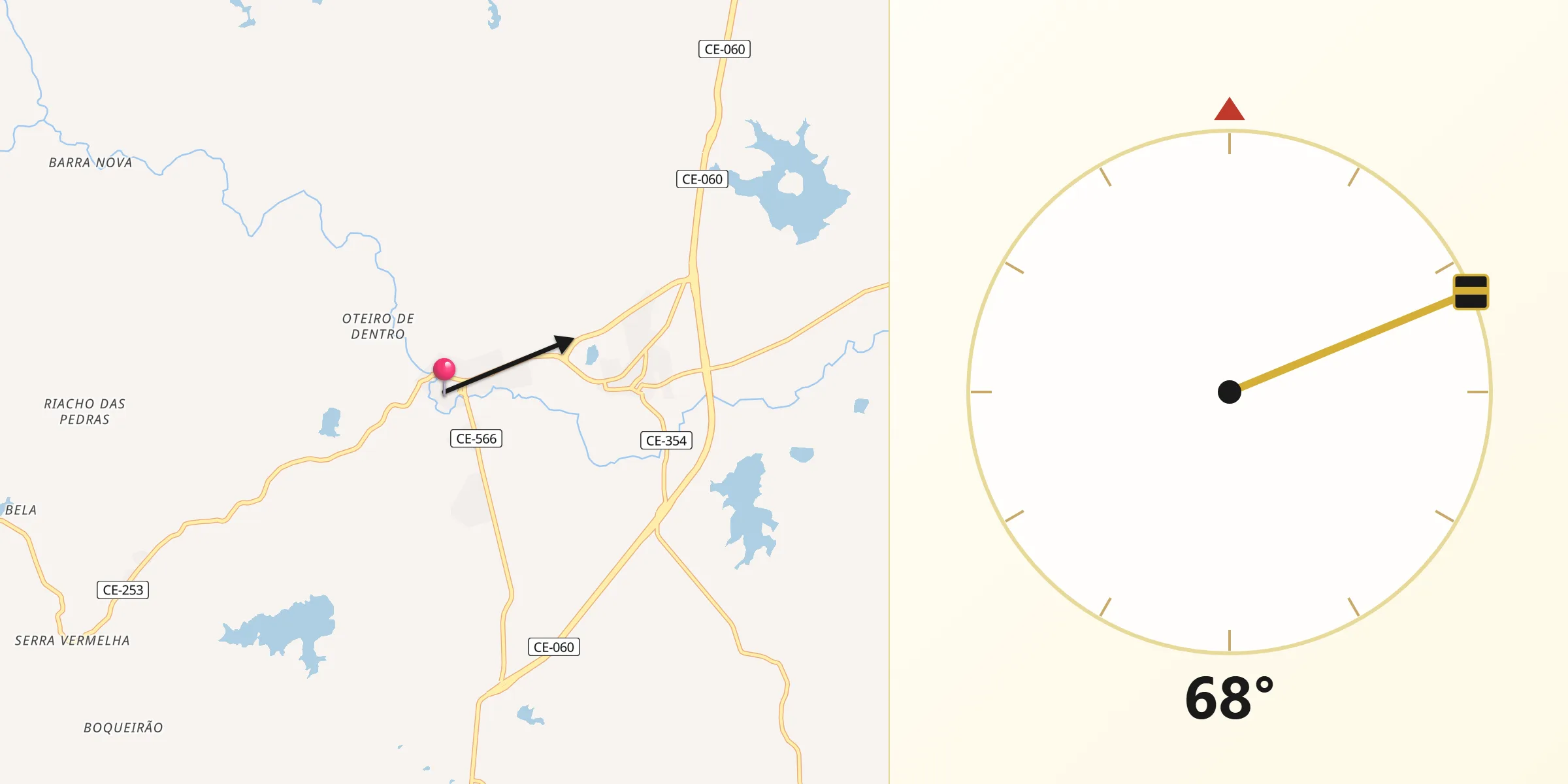 Direção da Qibla a partir de Redenção