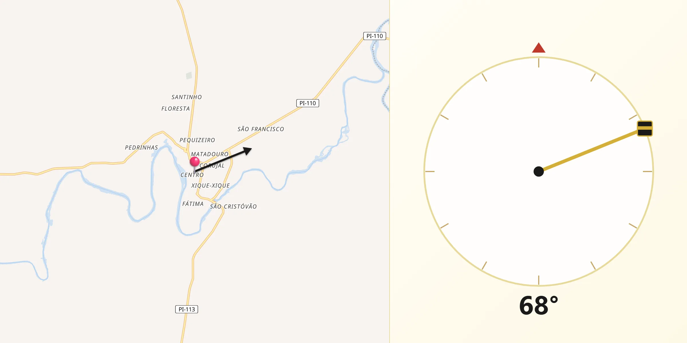 Direção da Qibla a partir de Barras