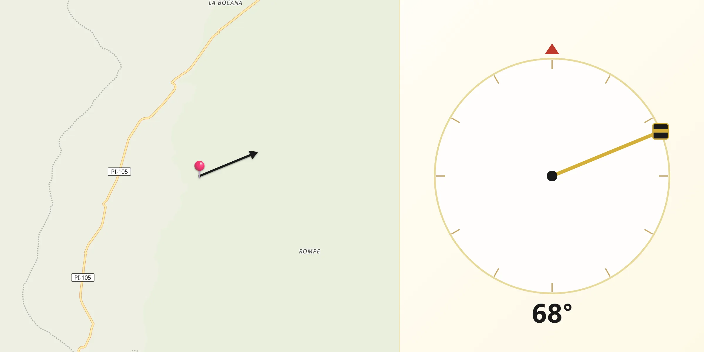Dirección de la Qibla desde La Breita