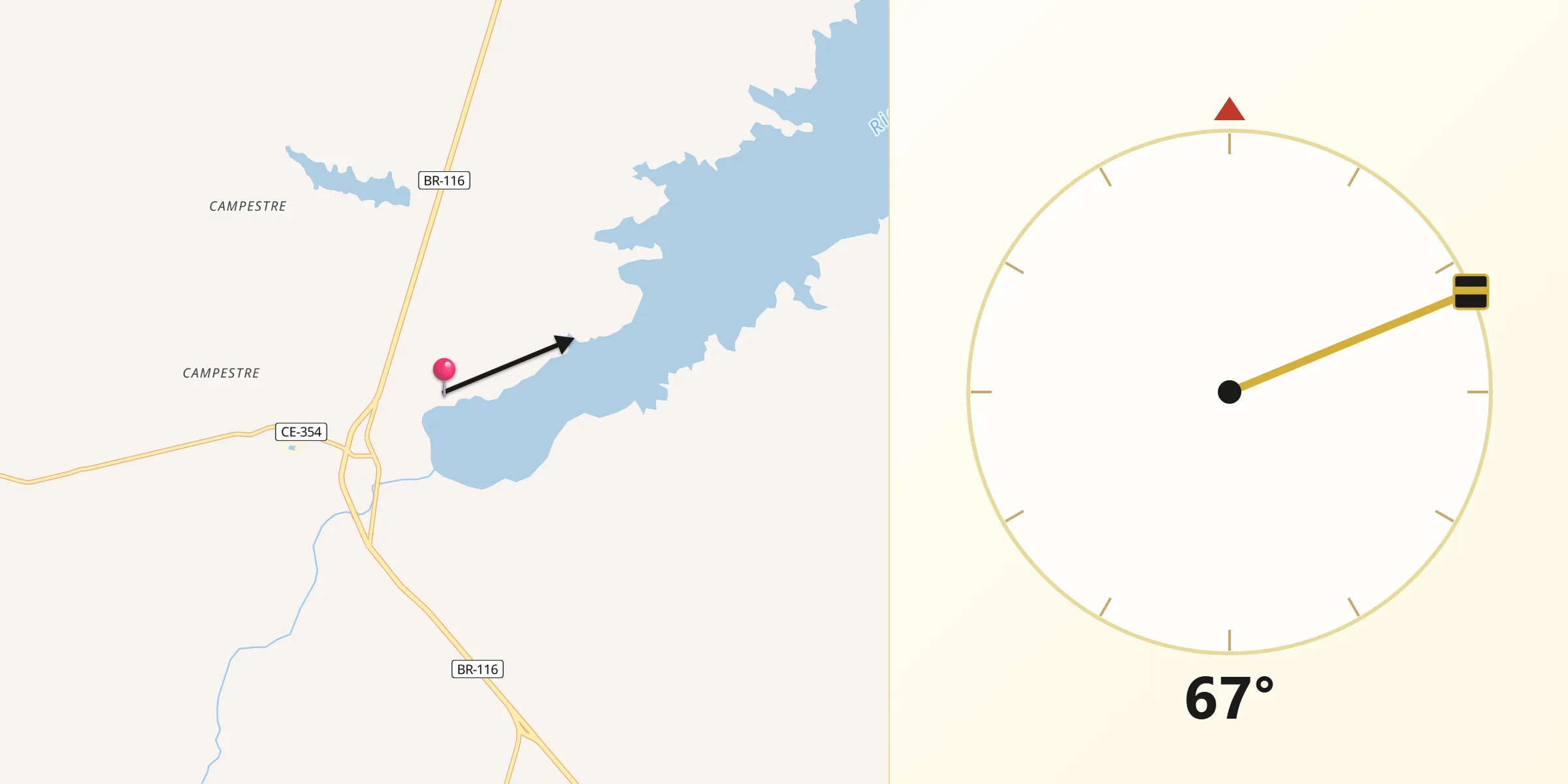 Direção da Qibla a partir de Chorozinho