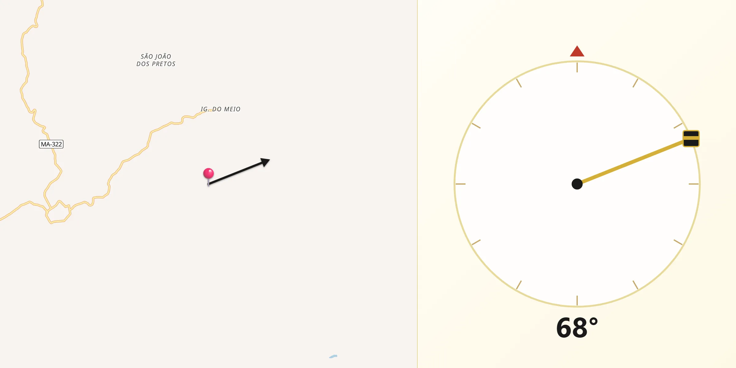 Direção da Qibla a partir de Brejo de Areia