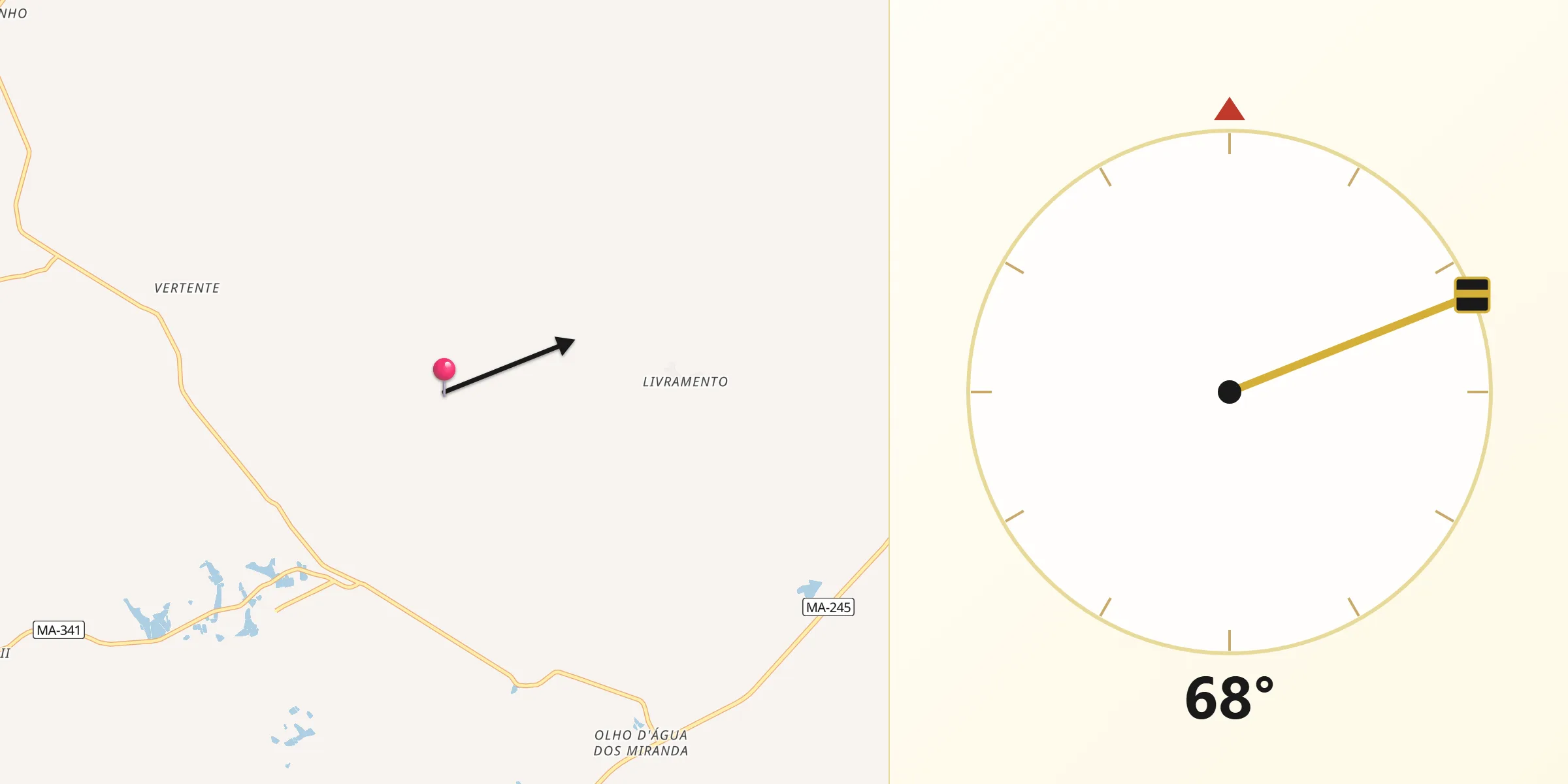 Direção da Qibla a partir de Bom Lugar