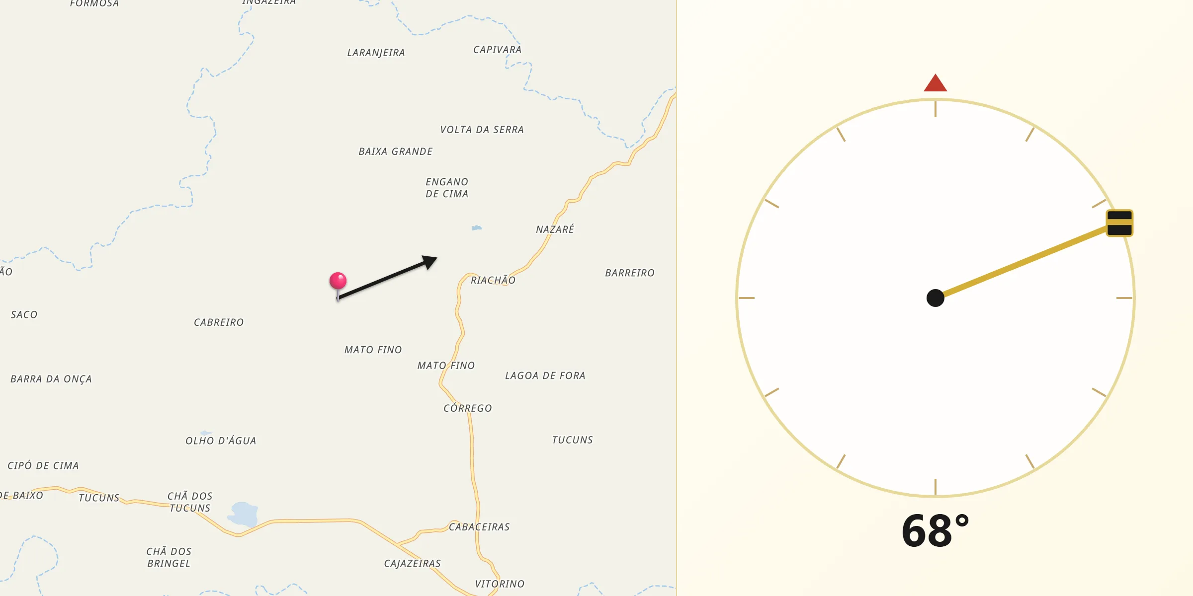 Direção da Qibla a partir de Lagoa de São Francisco