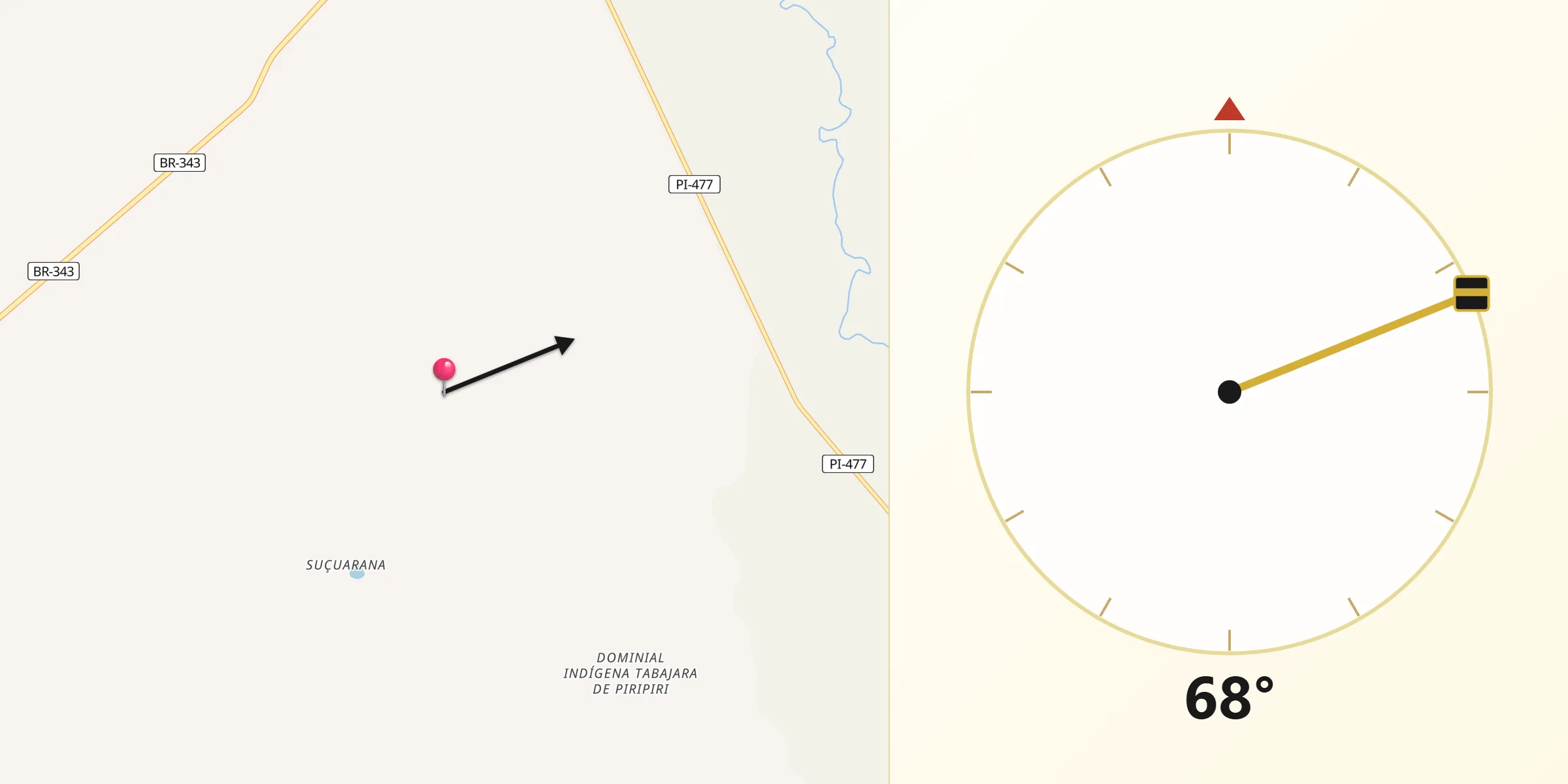 Direção da Qibla a partir de Piripiri