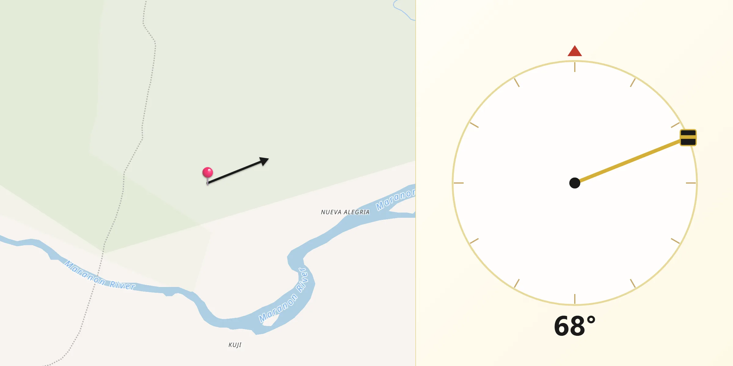 Dirección de la Qibla desde Borja