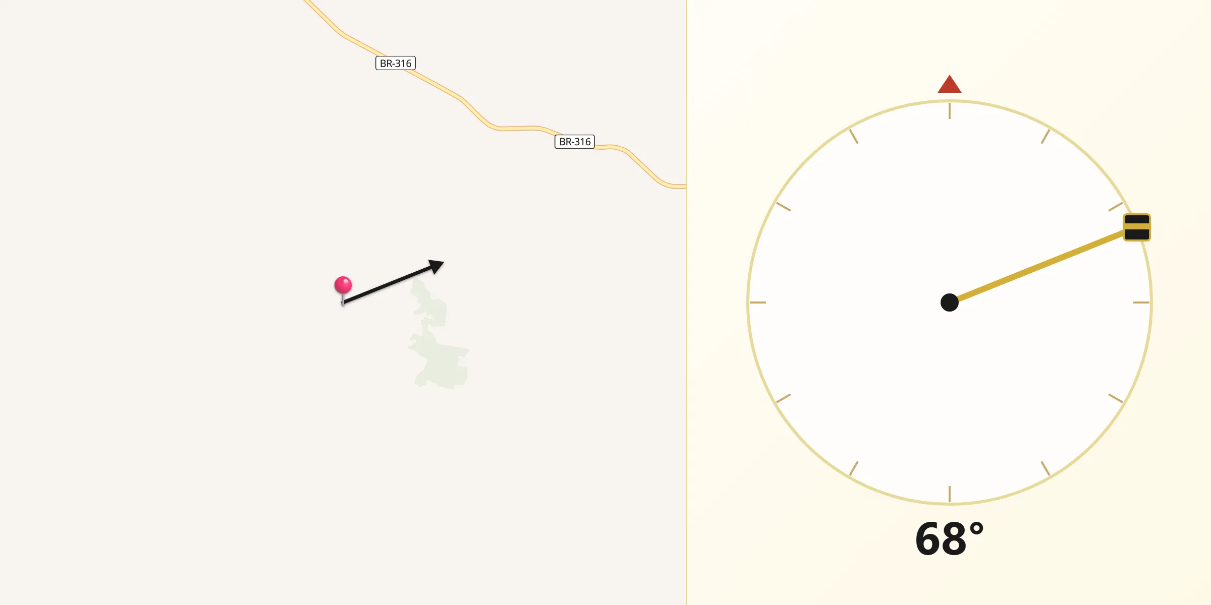 Direção da Qibla a partir de Peritoró