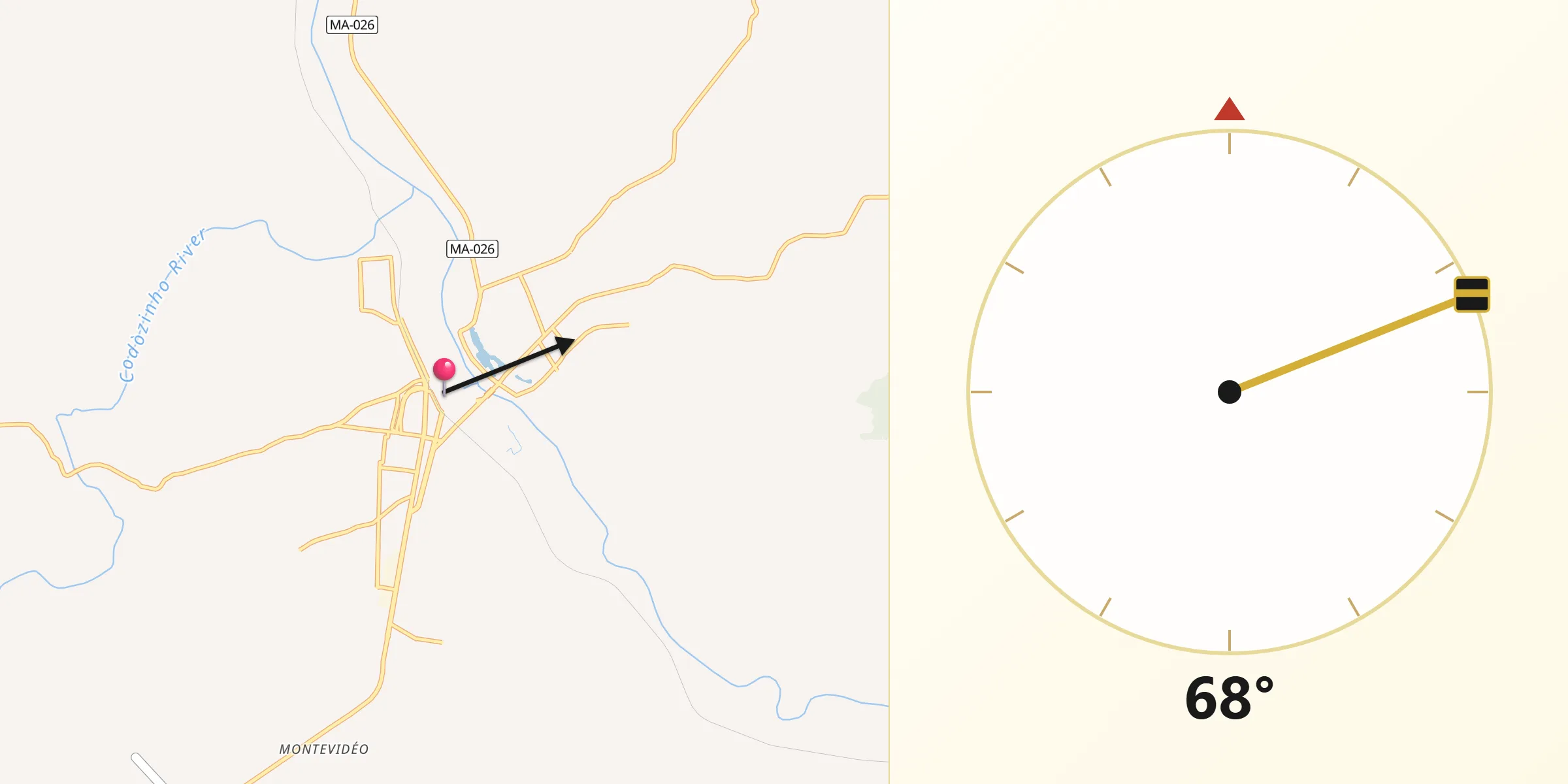 Direção da Qibla a partir de Codó