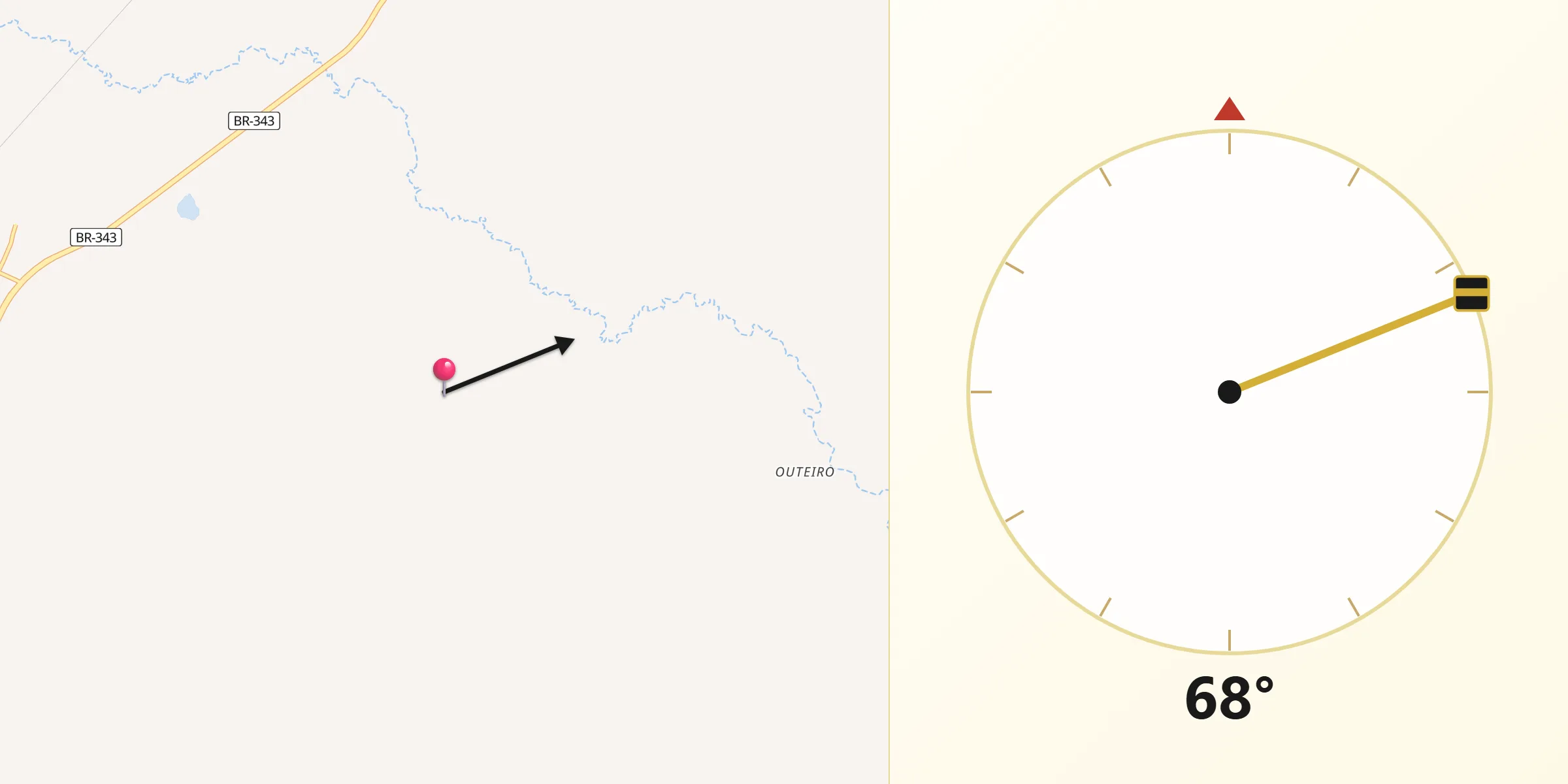 Direção da Qibla a partir de Capitão de Campos