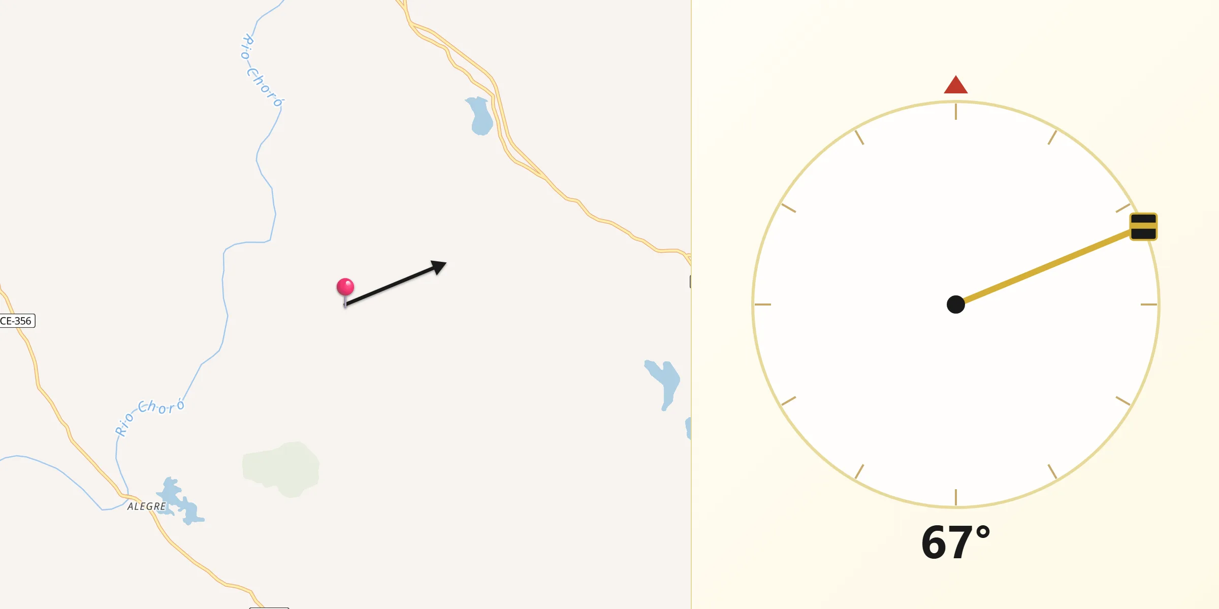 Direção da Qibla a partir de Aracoiaba