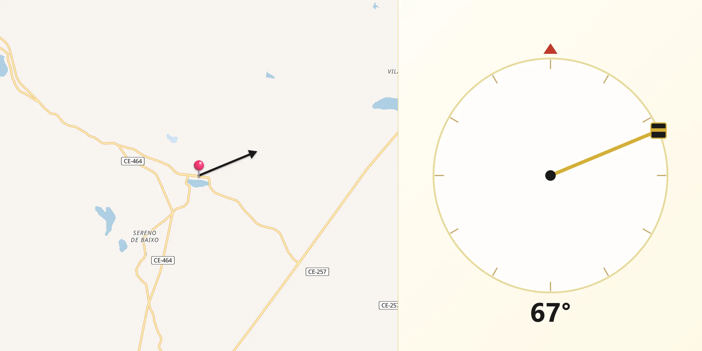 Direção da Qibla a partir de Ocara