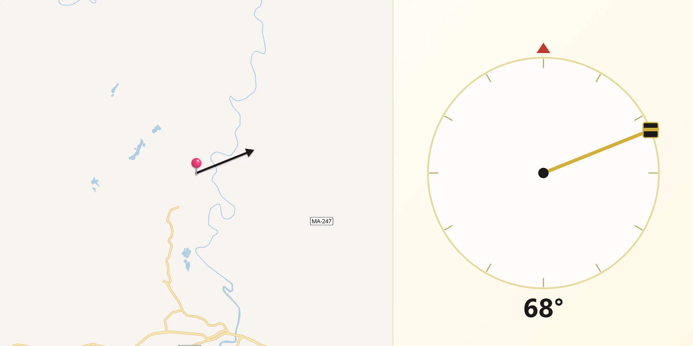 Direção da Qibla a partir de Trizidela do Vale