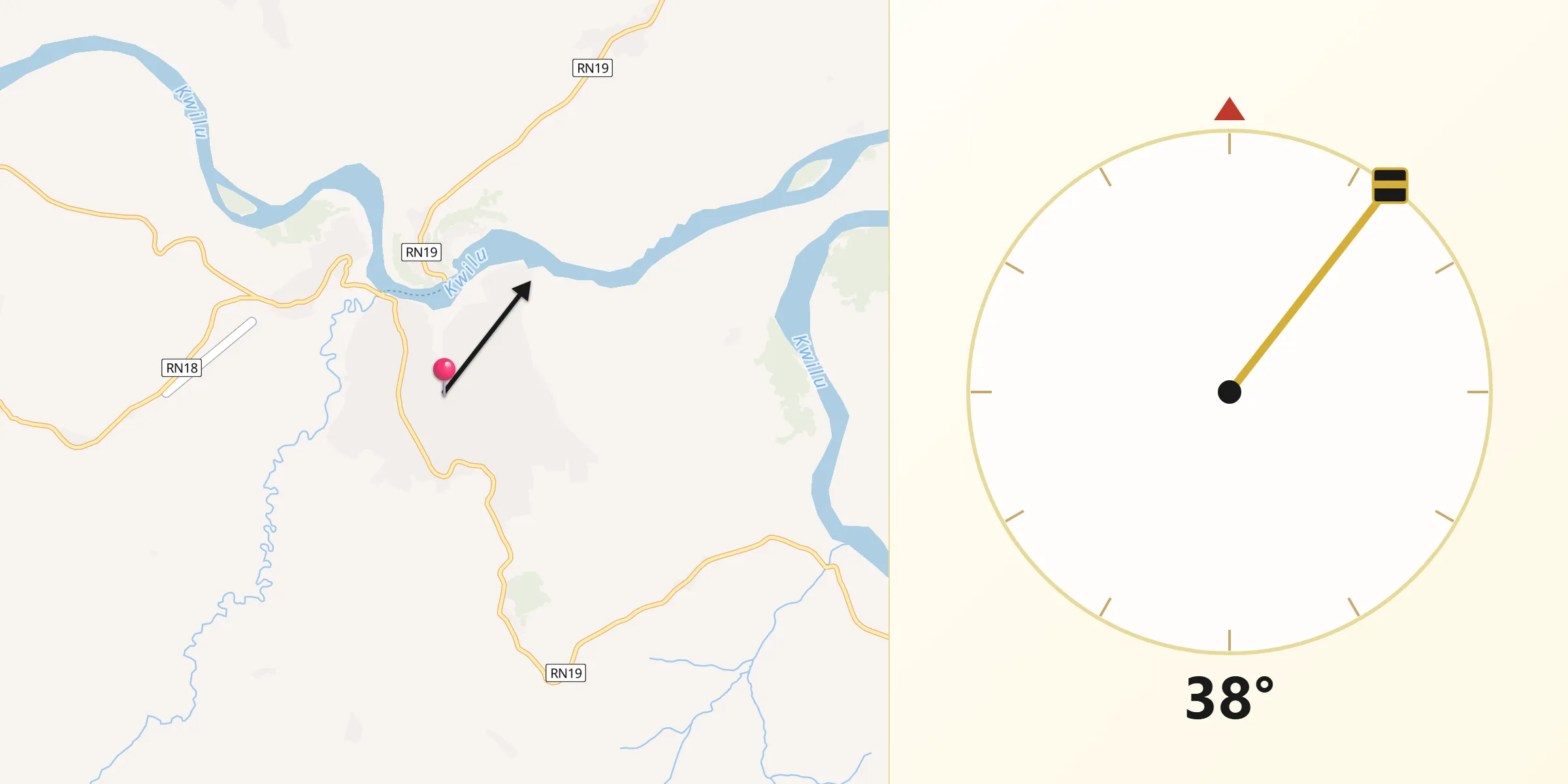 Direction vers la Qibla depuis Bulungu