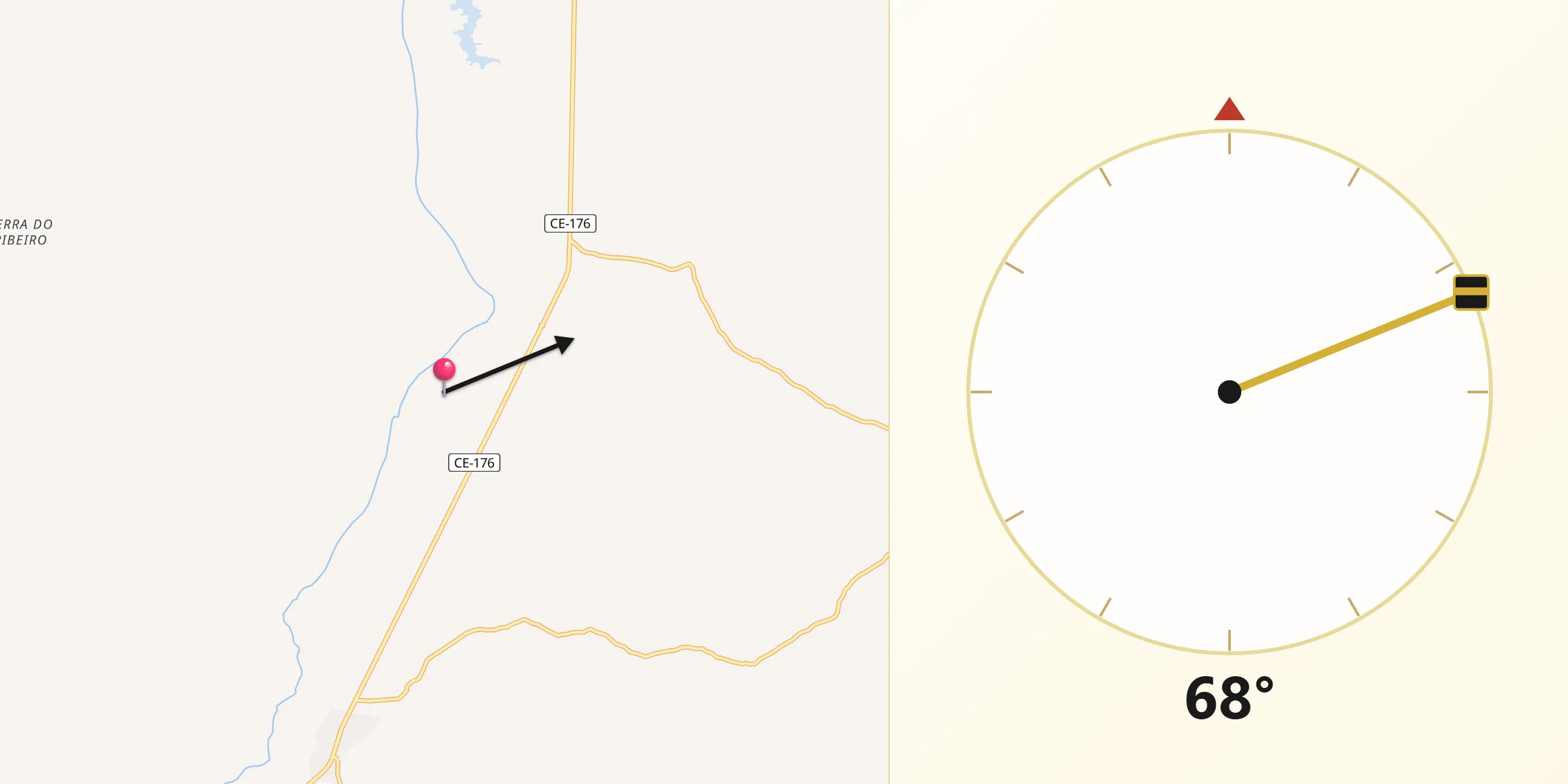 Direção da Qibla a partir de Catunda