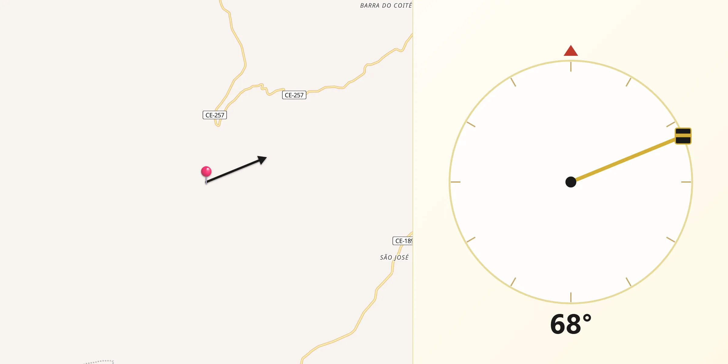 Direção da Qibla a partir de Ipueiras