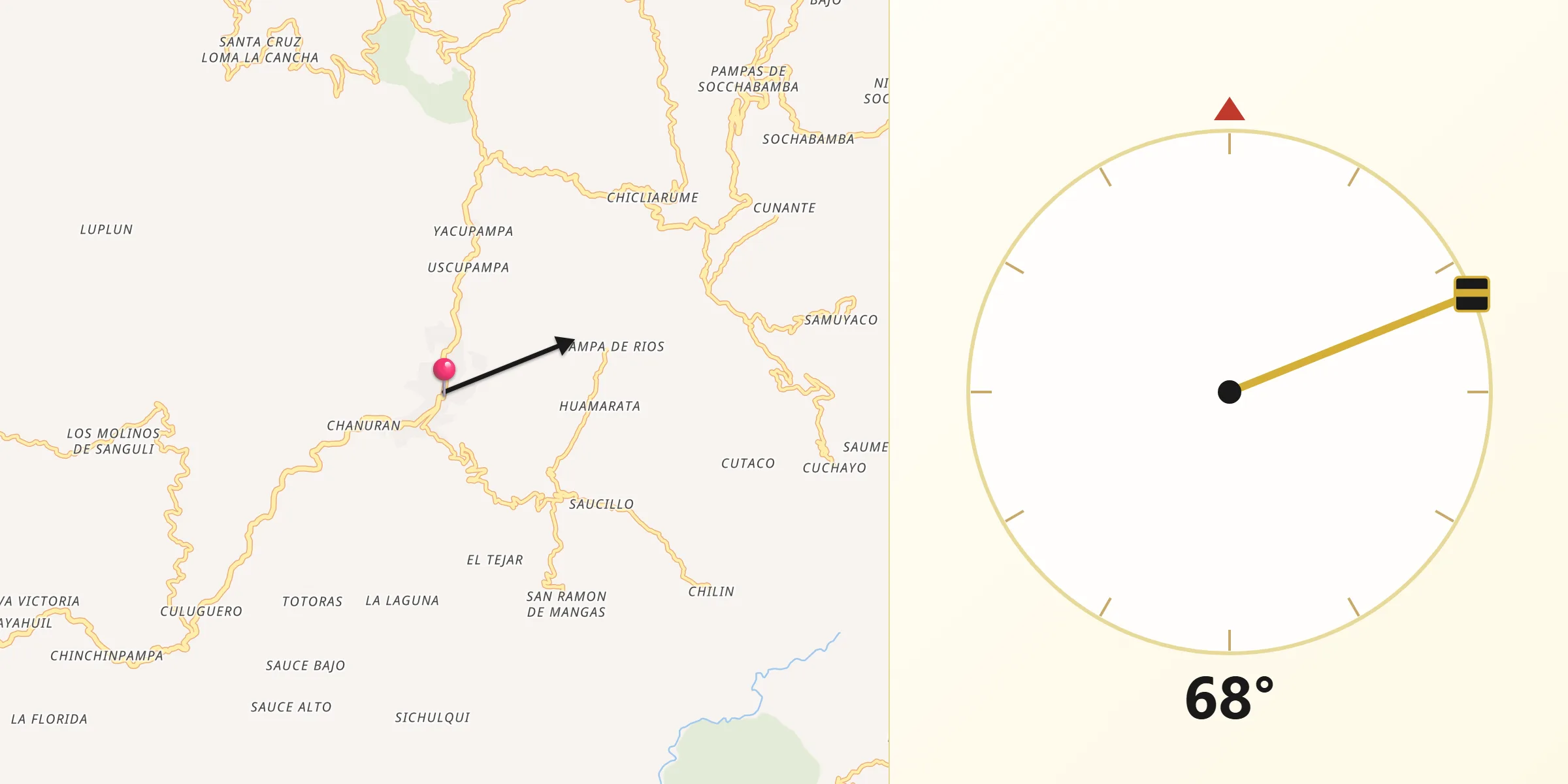 Dirección de la Qibla desde Ayabaca