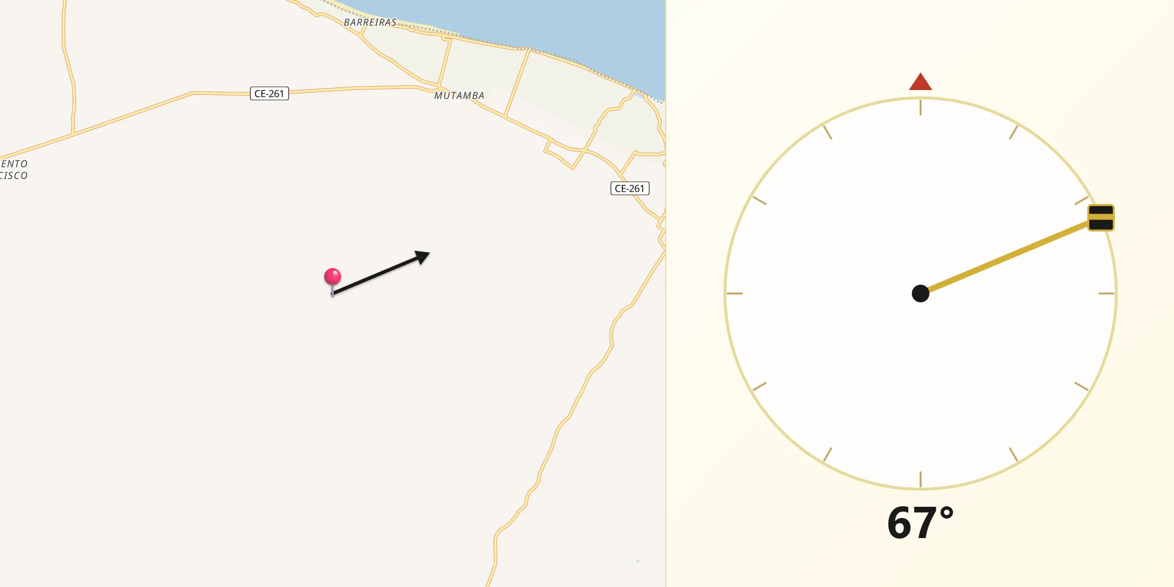Direção da Qibla a partir de Icapuí