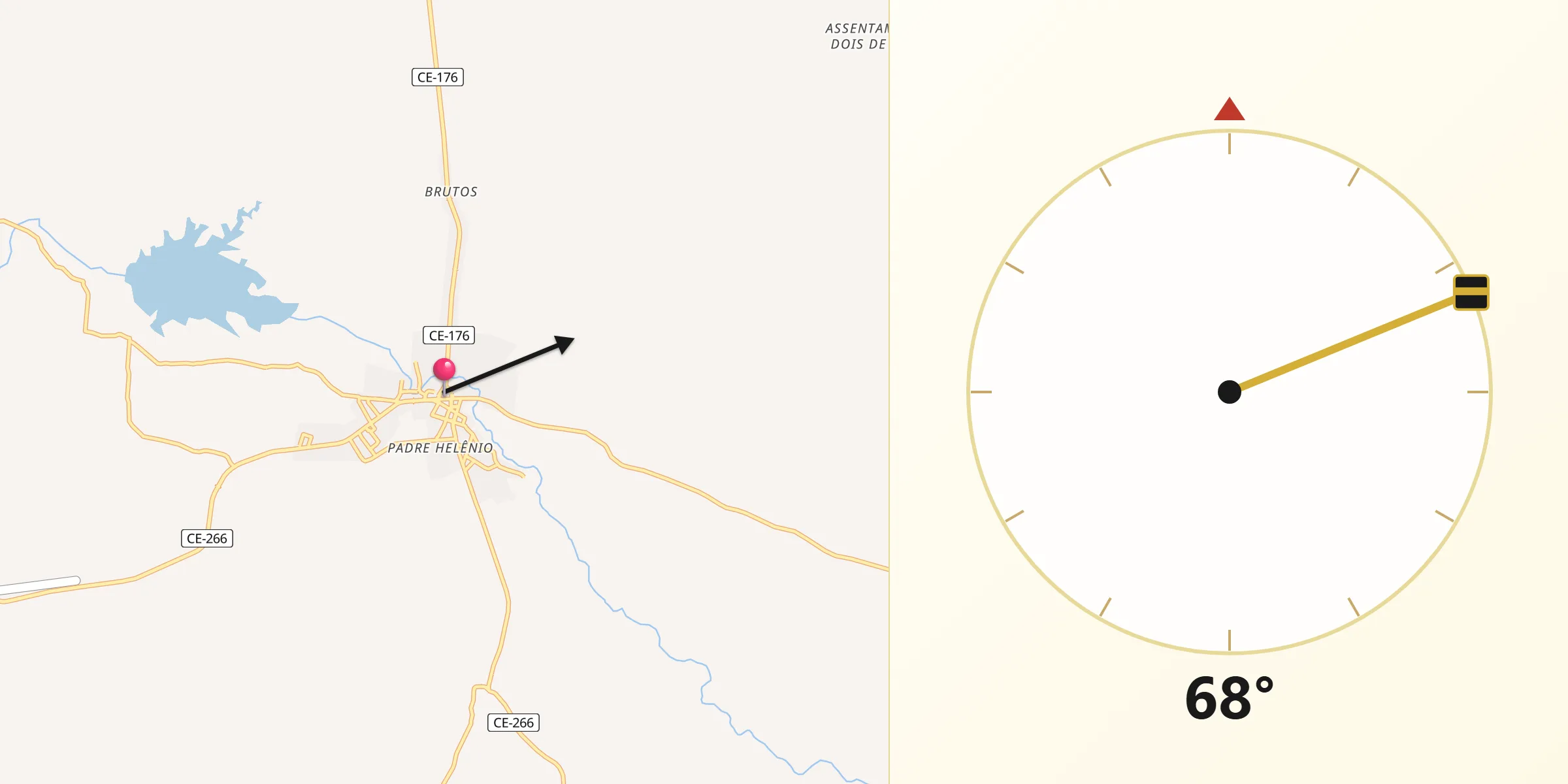 Direção da Qibla a partir de Tamboril