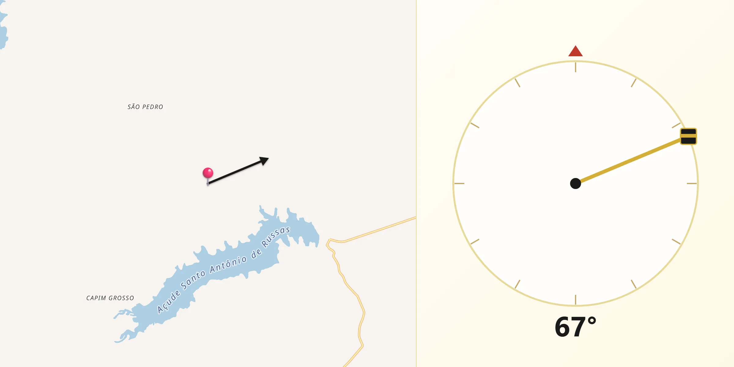 Direção da Qibla a partir de Russas
