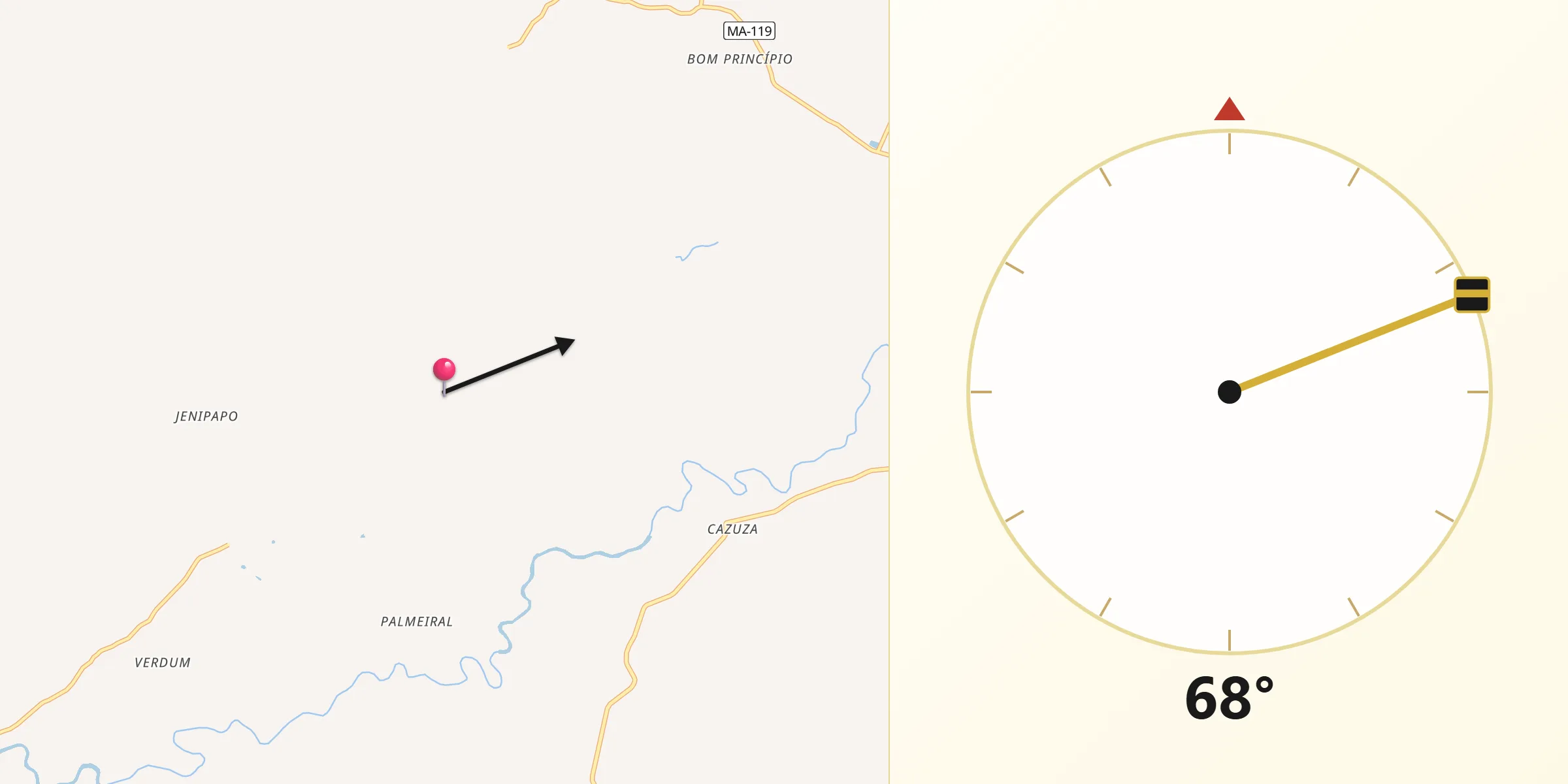 Direção da Qibla a partir de Esperantinópolis