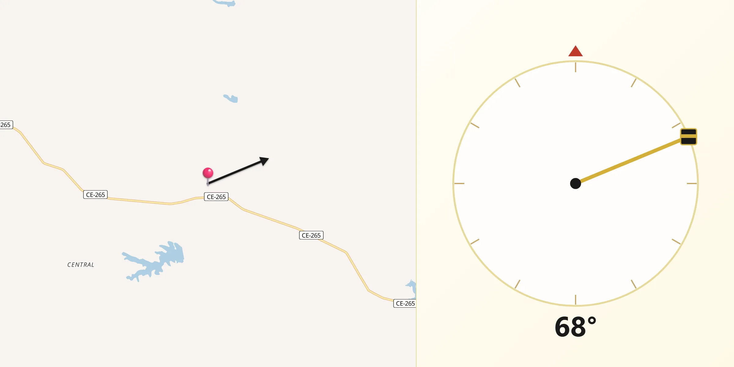 Direção da Qibla a partir de Madalena