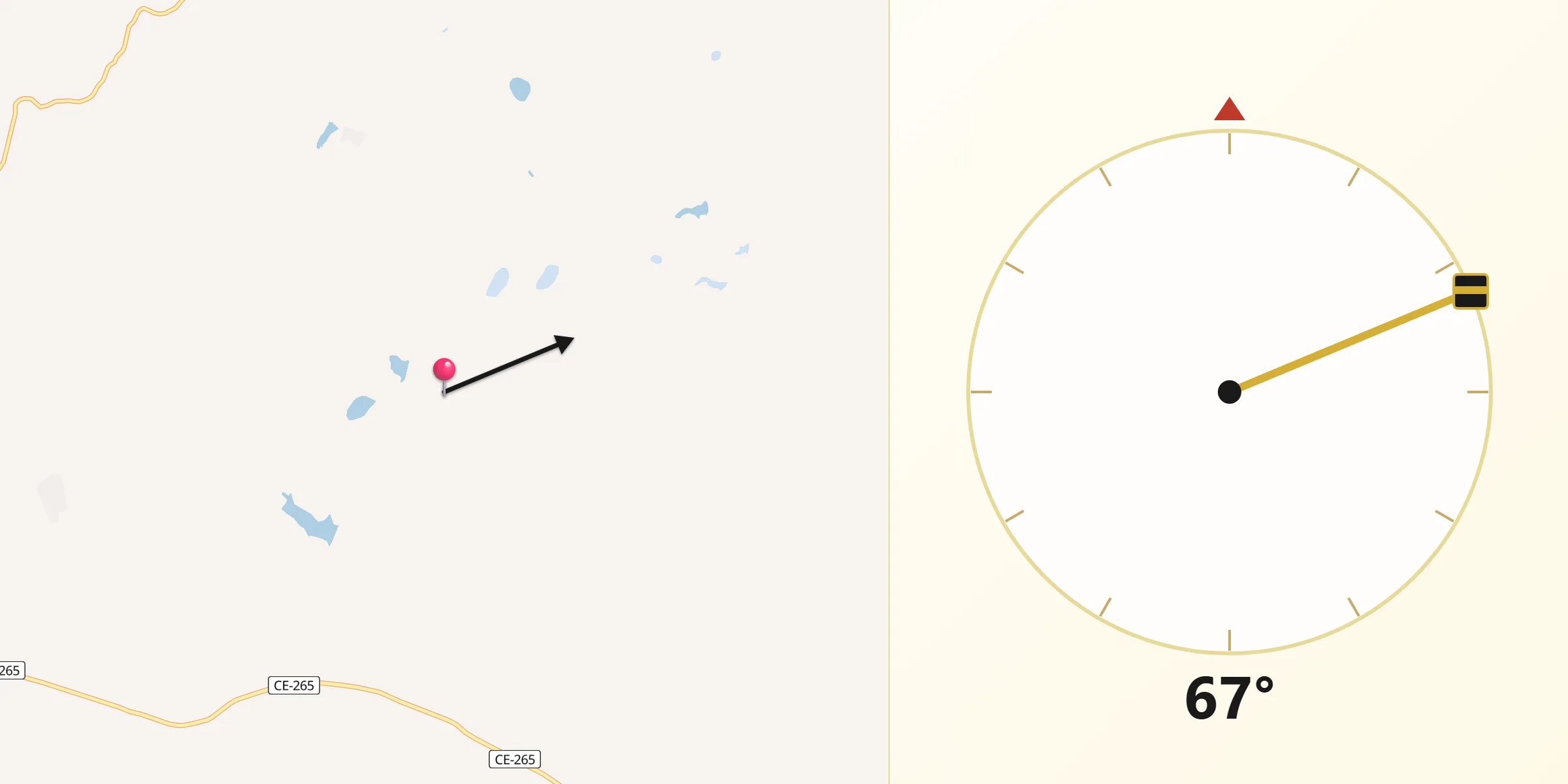 Direção da Qibla a partir de Ibicuitinga