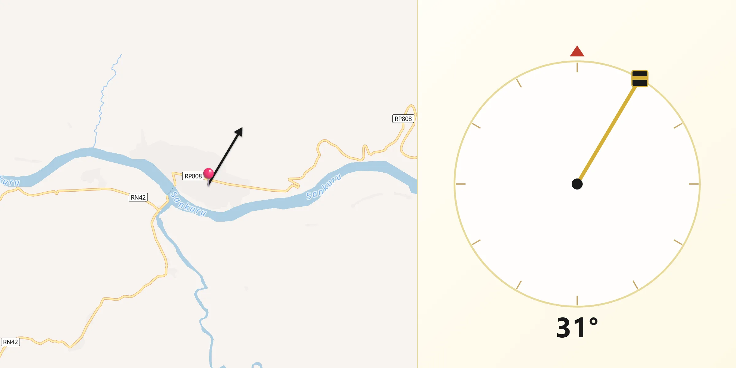 Direction vers la Qibla depuis Lusambo