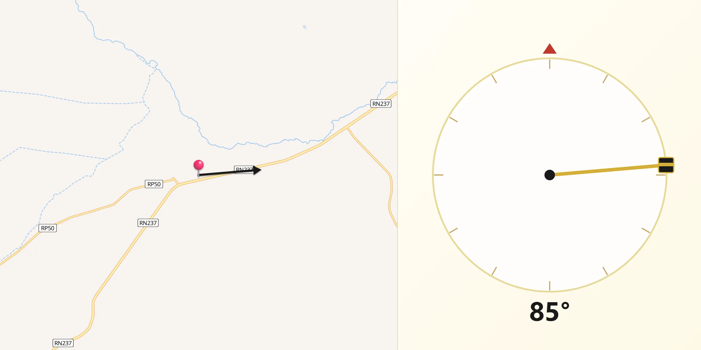 Dirección de la Qibla desde Departamento de Collón-Curá