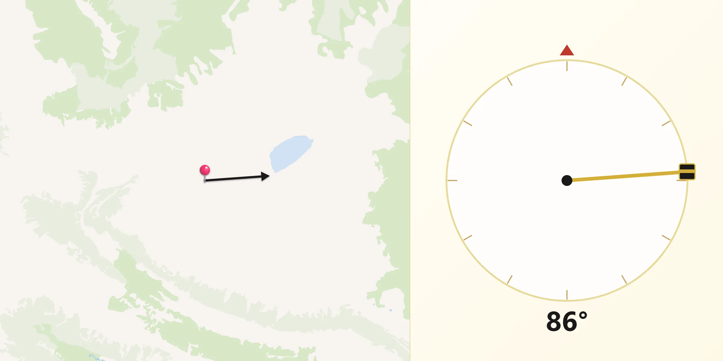 Dirección de la Qibla desde Departamento de Lácar