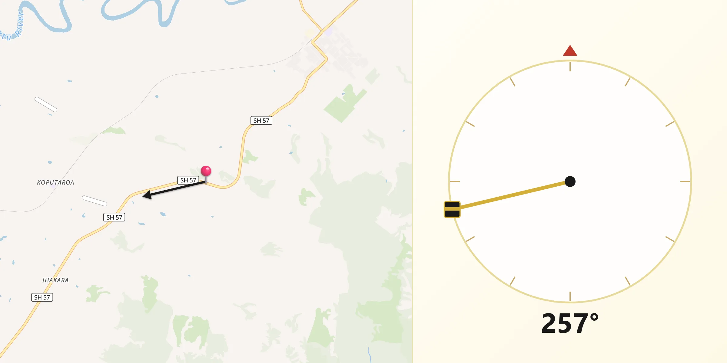 Qibla Direction from Horowhenua