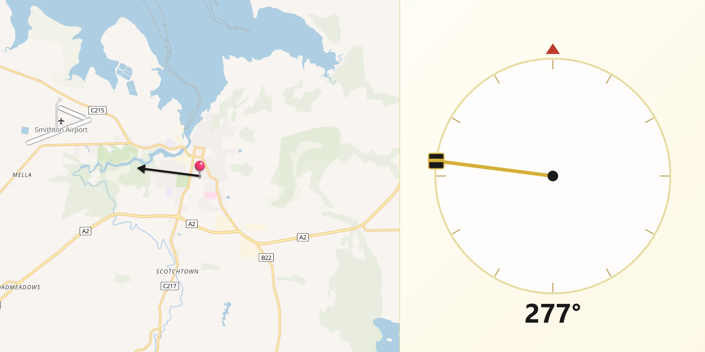 Qibla Direction from Smithton