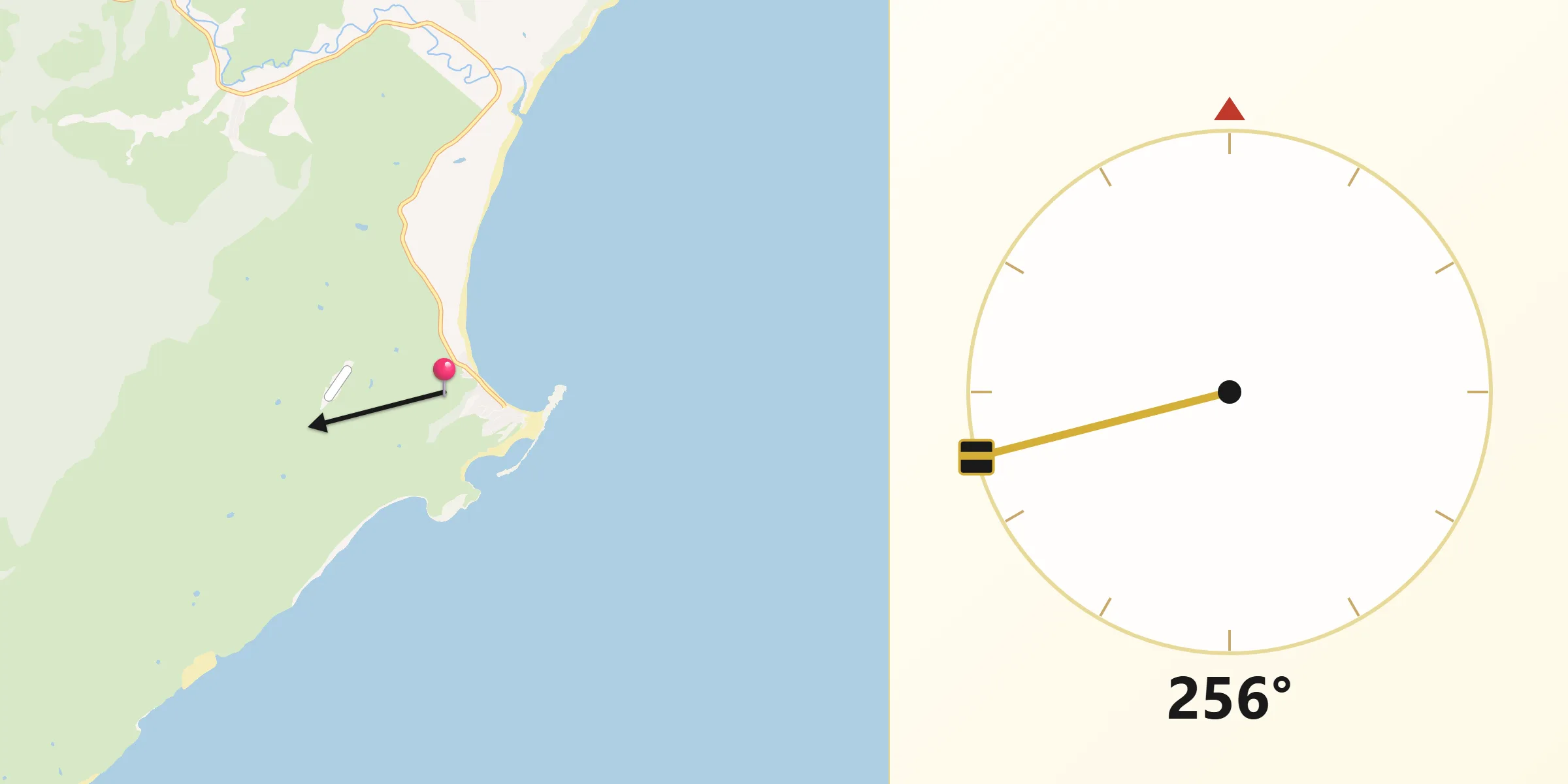 Qibla Direction from Castlepoint