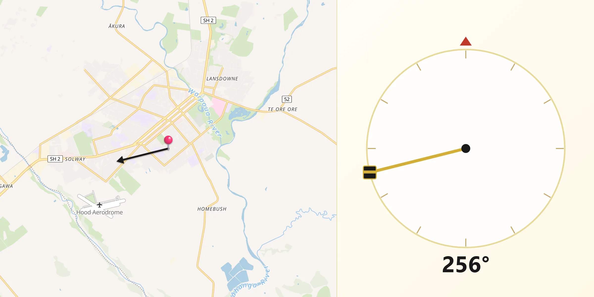 Qibla Direction from Masterton