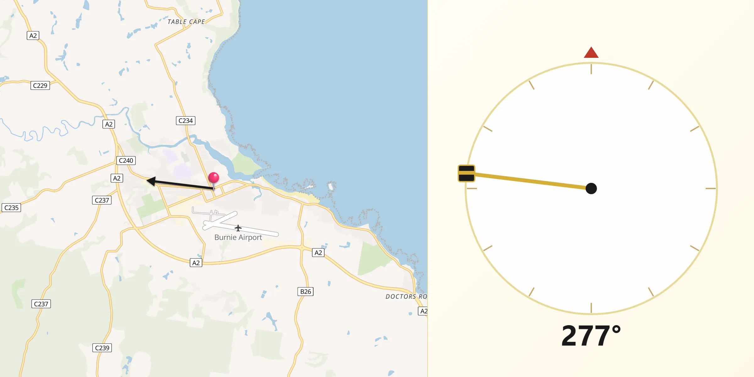 Qibla Direction from Wynyard